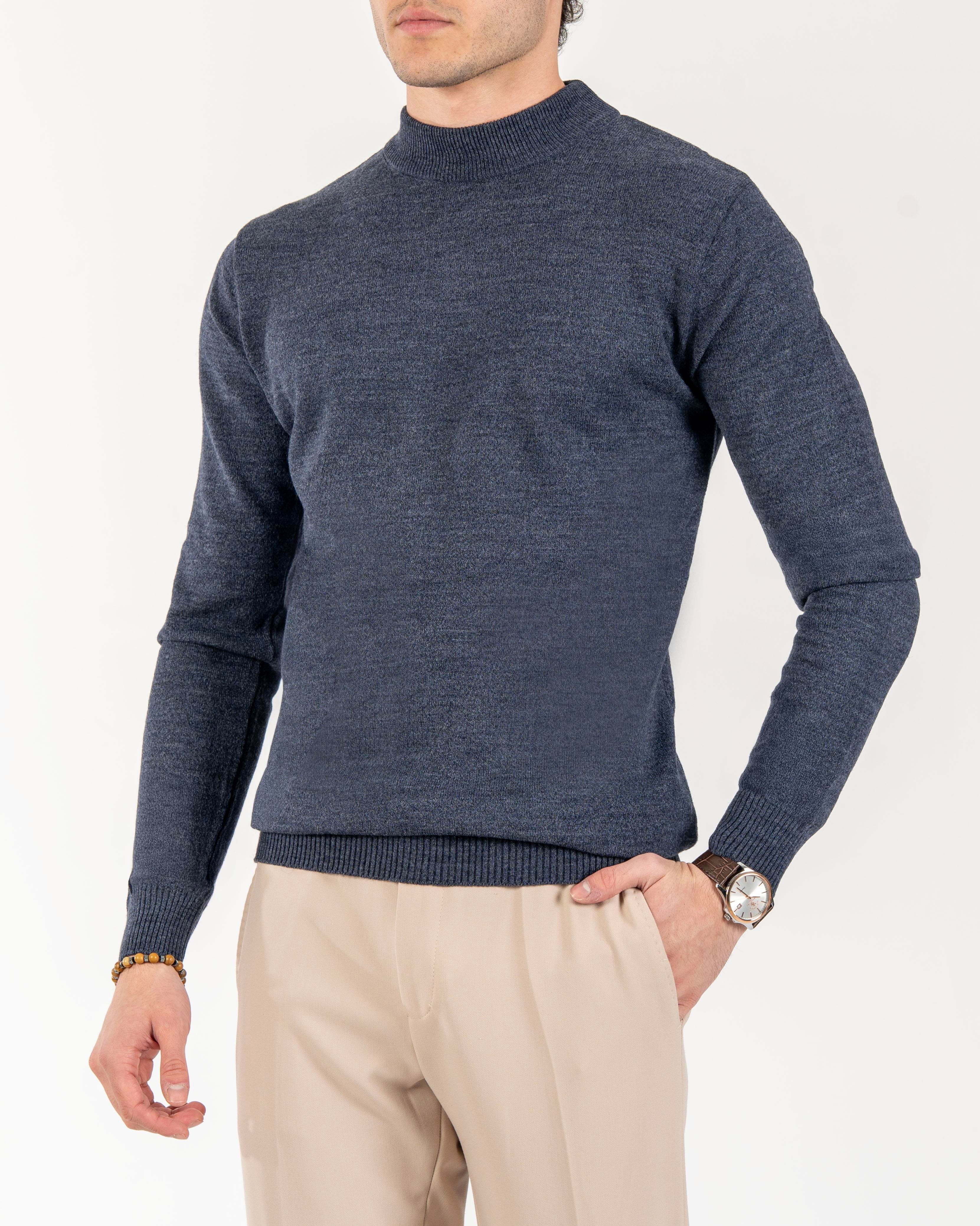 İtalyan stil slim fit erkek yarım boğazlı triko kazak lacivert T13116