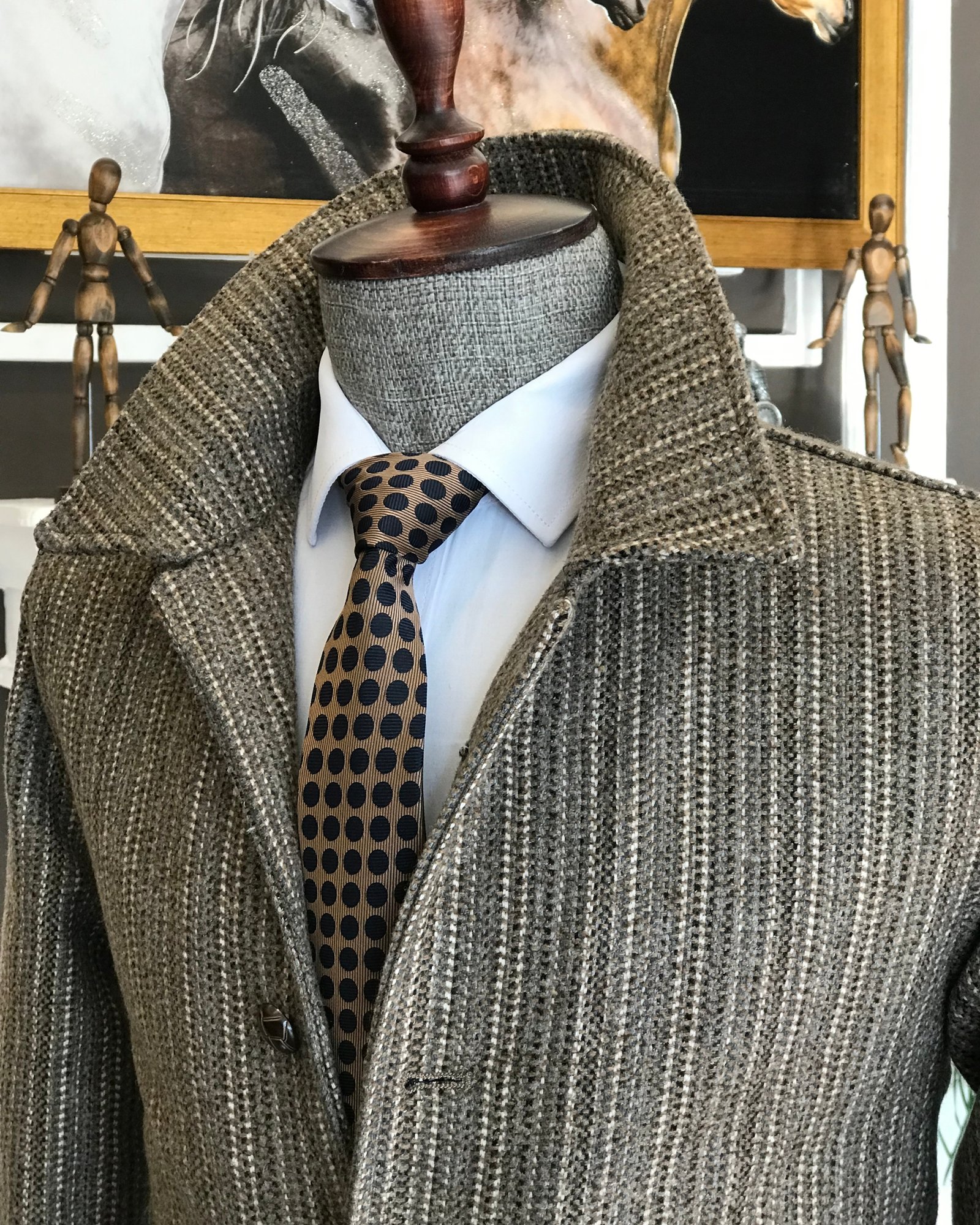 İtalyan stil slim fit erkek yün mont ceket Kahverengi T6842