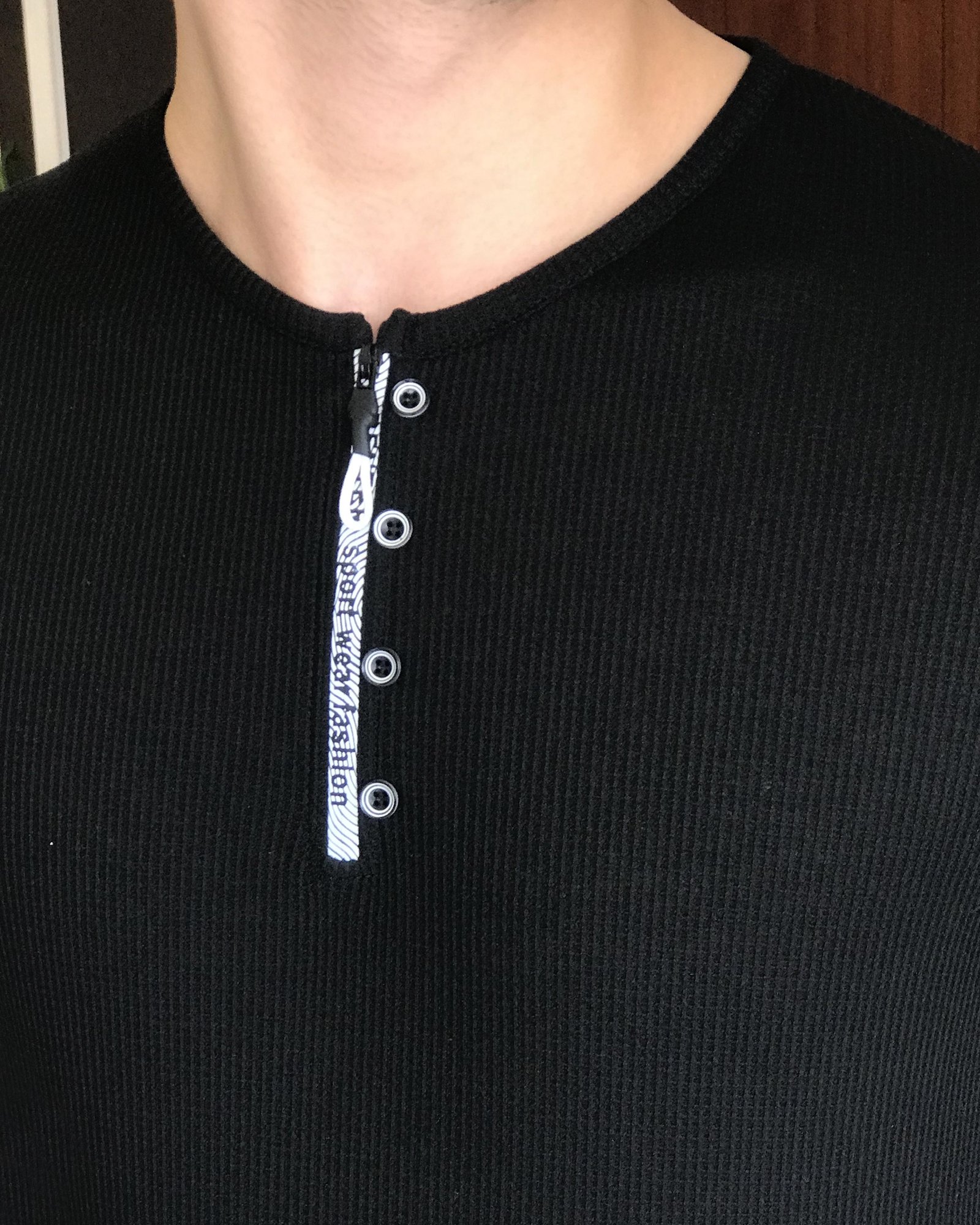 İtalyan stil slim fit fermuarlı kısa kollu pamuk triko tişört Siyah T7418