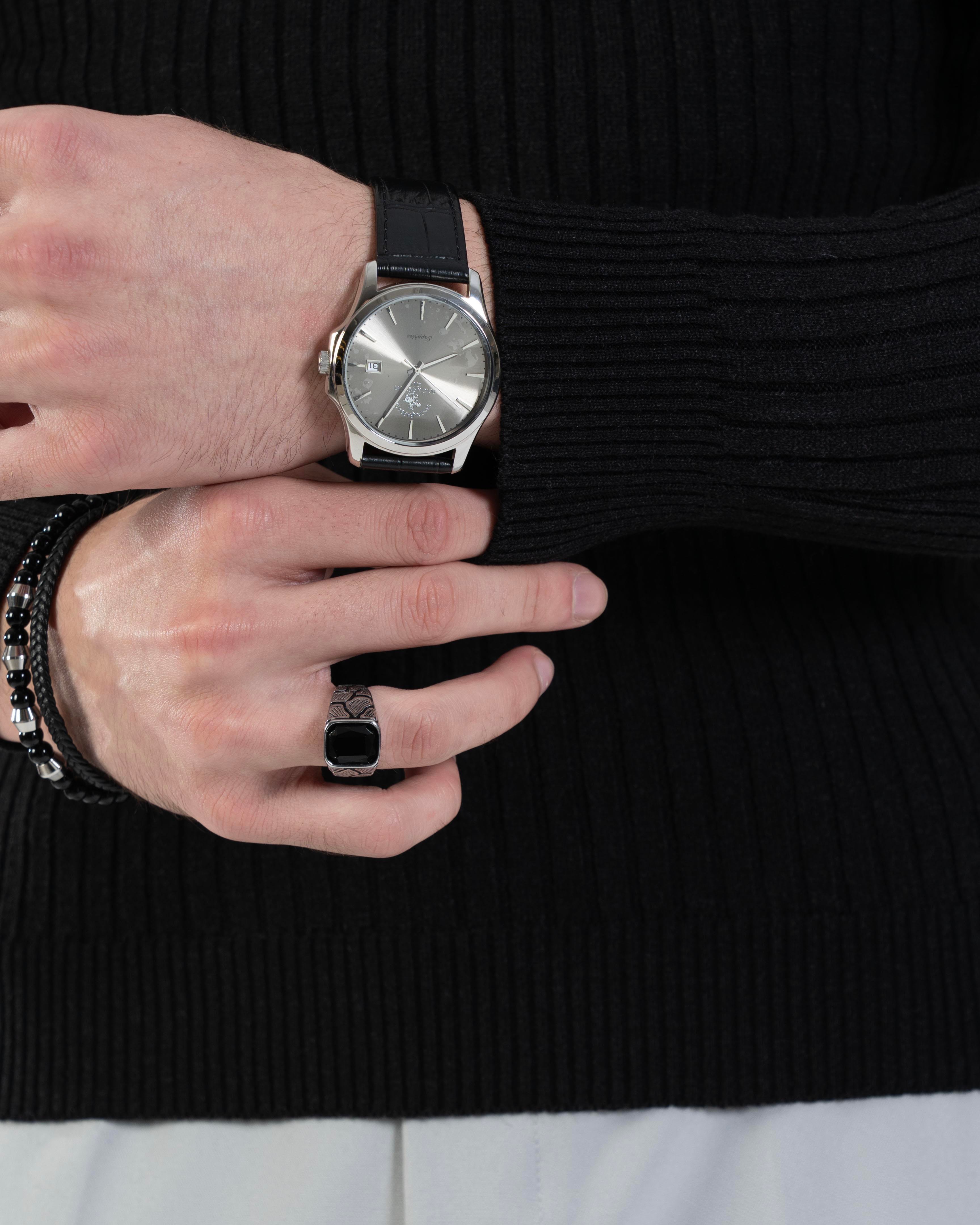 İtalyan stil slim fit fitilli boğazlı triko erkek kazak siyah T13148