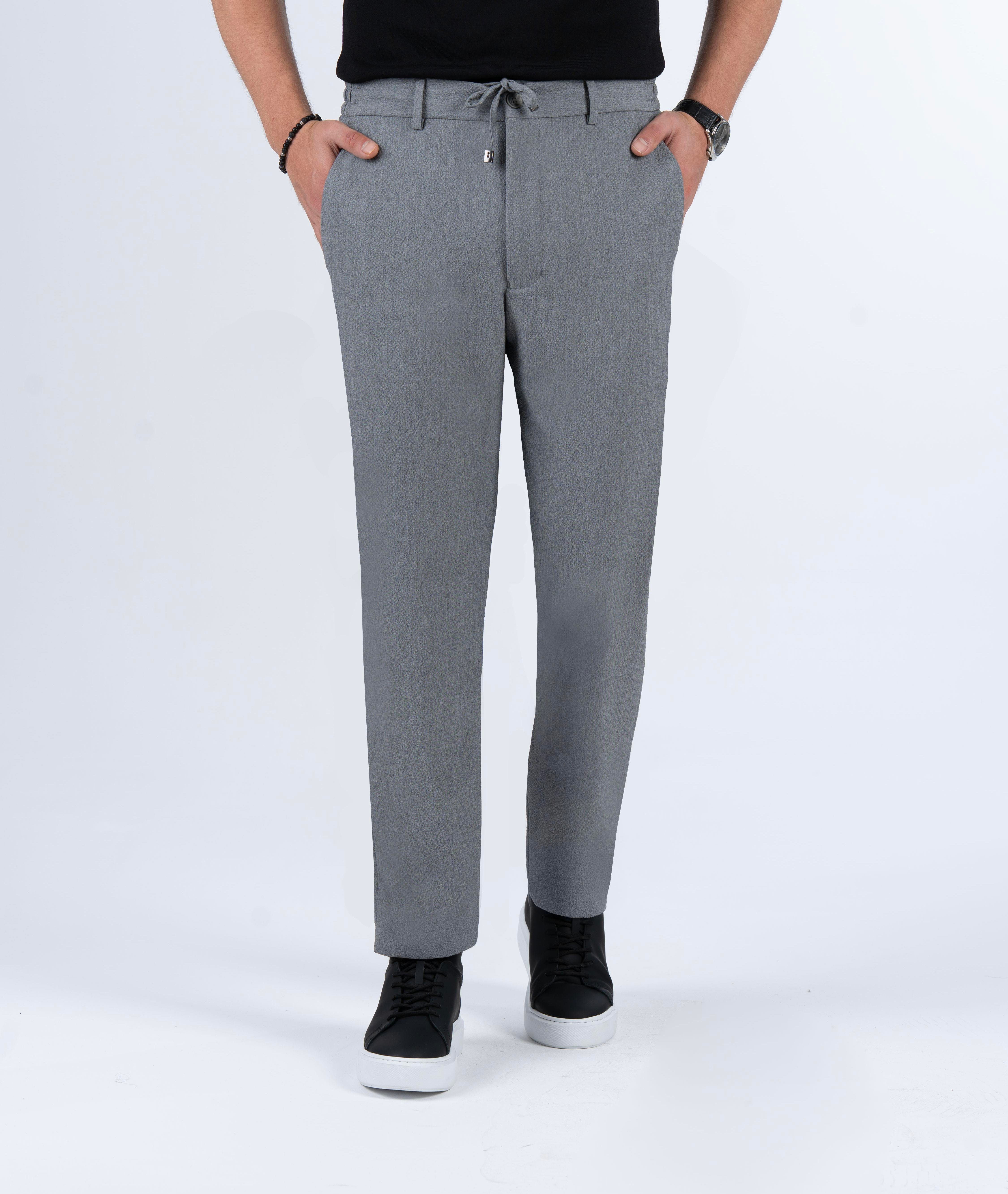 İtalyan stil slim fit gofre kumaş erkek pantalon antrasit T13688