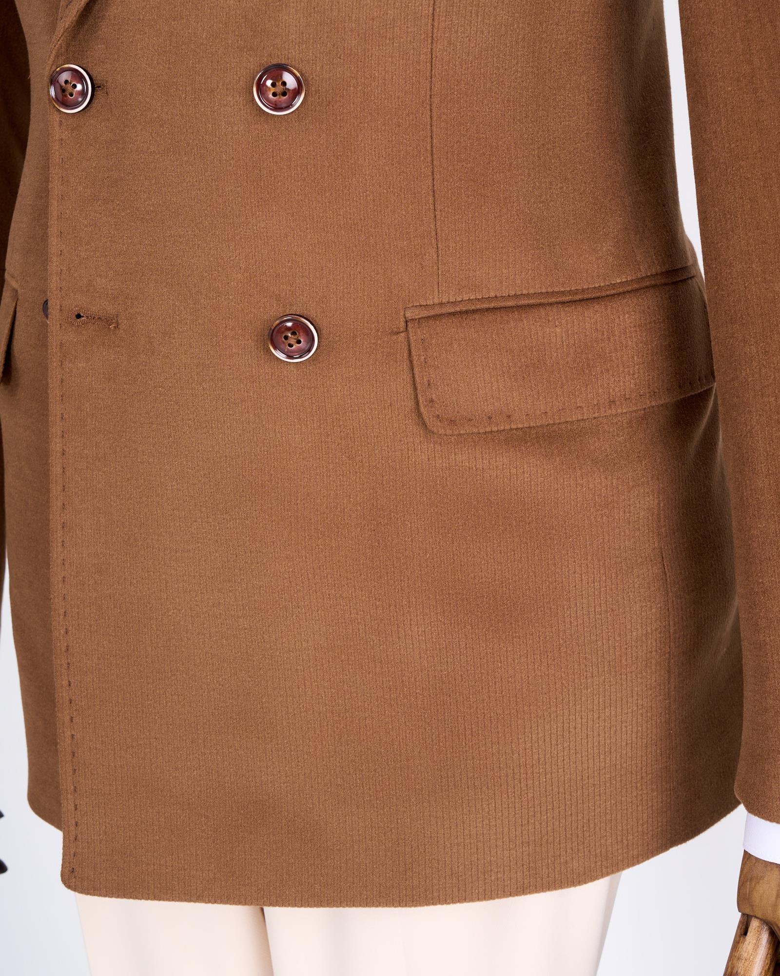 İtalyan stil slim fit kadife erkek tek ceket kahverengi T13184