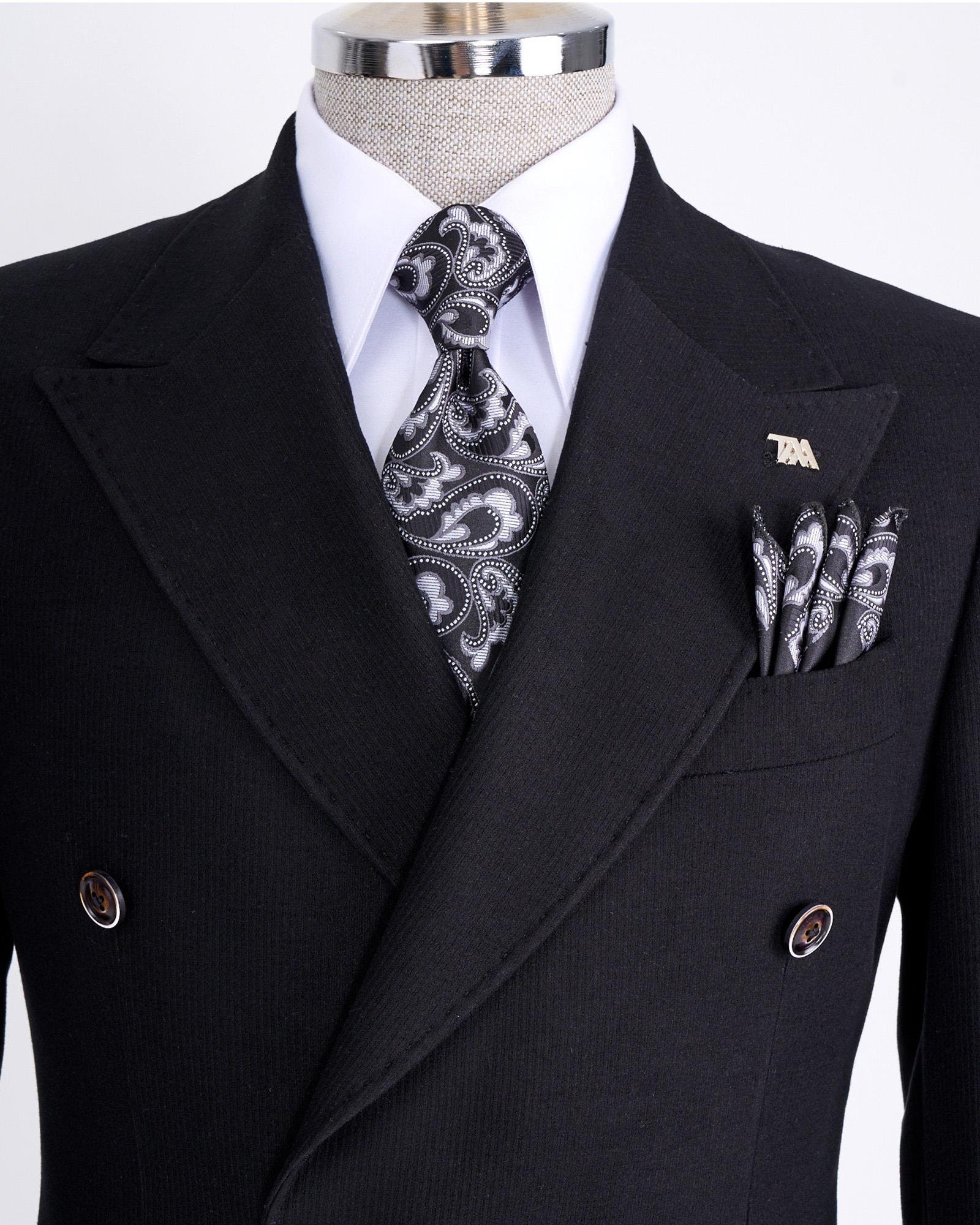 İtalyan stil slim fit kadife erkek tek ceket siyah T13181
