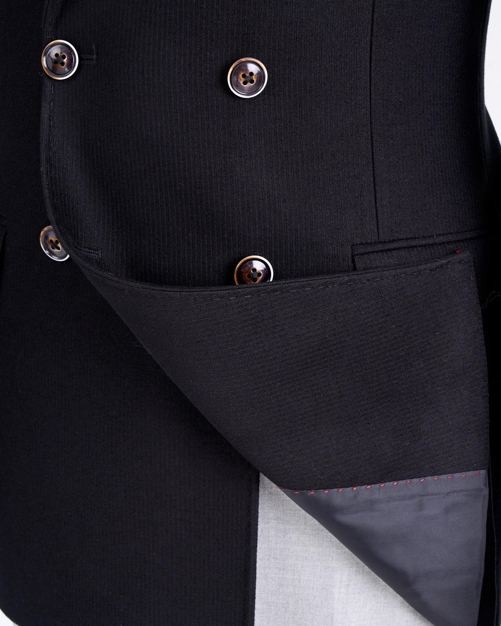 İtalyan stil slim fit kadife erkek tek ceket siyah T13181