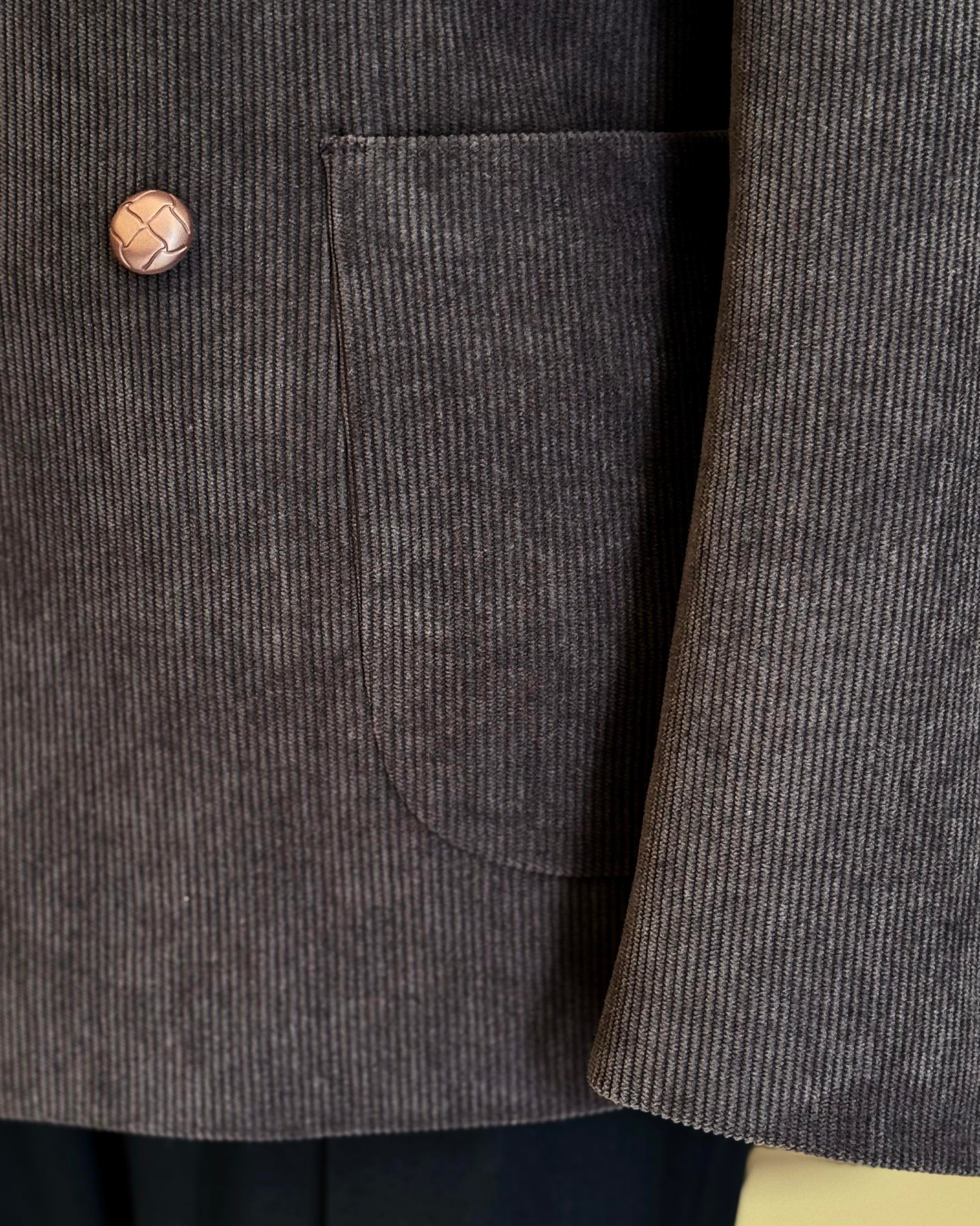 İtalyan stil slim fit kadife kruvaze tek ceket kahverengi T13038