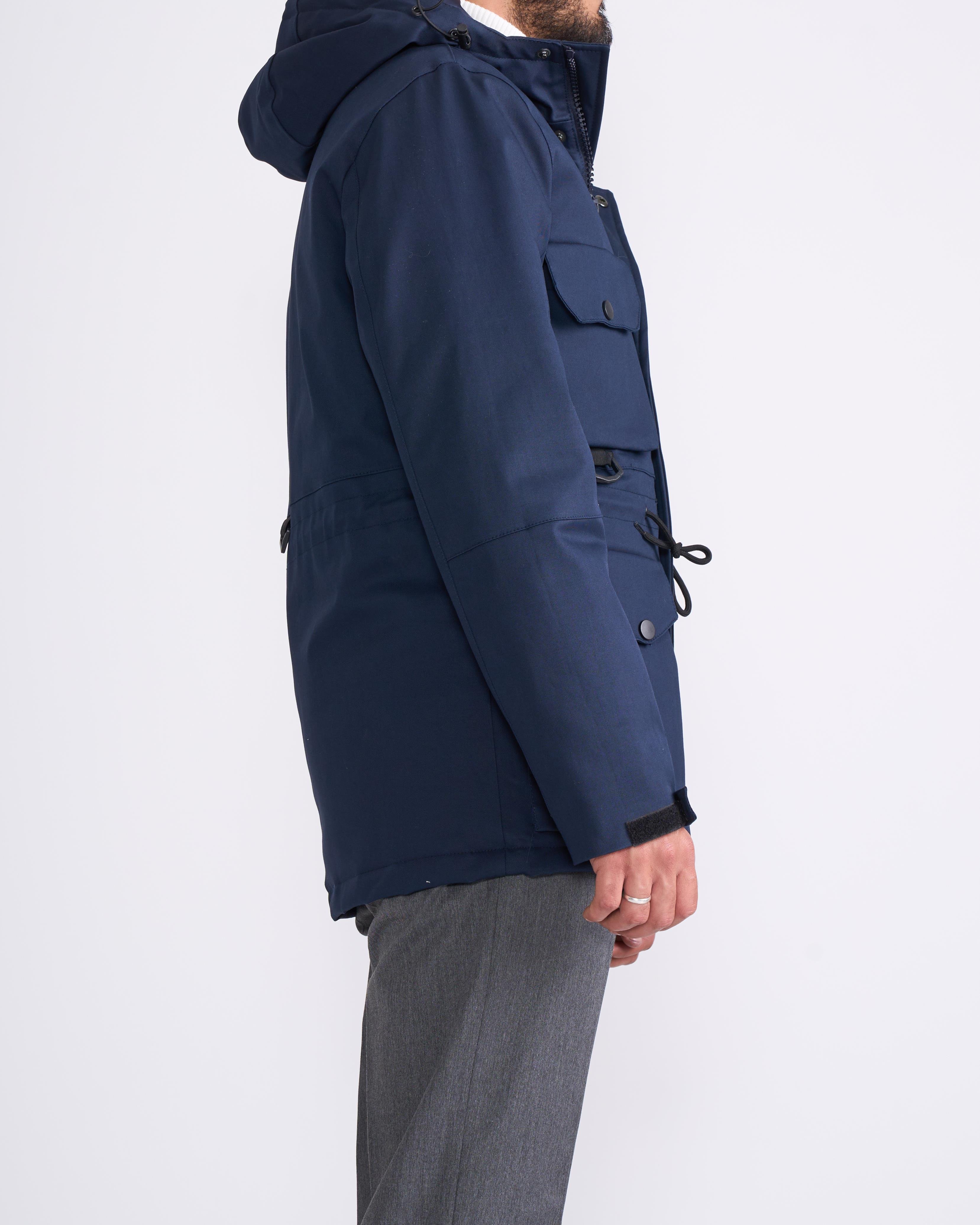 İtalyan stil slim fit kapüşonlu safari mont lacivert T10244