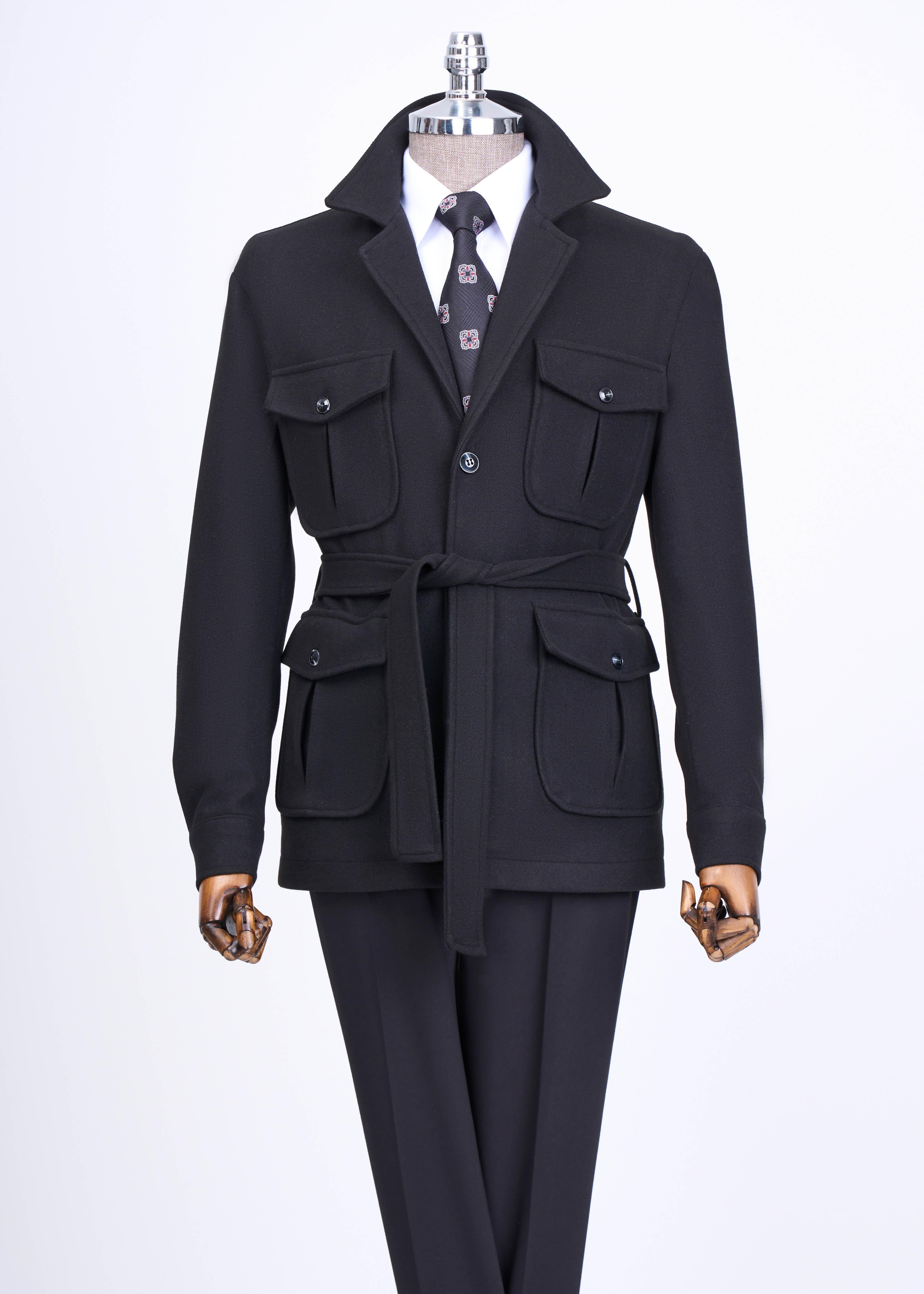 İtalyan stil slim fit kaşe spor tek ceket erkek siyah T13549