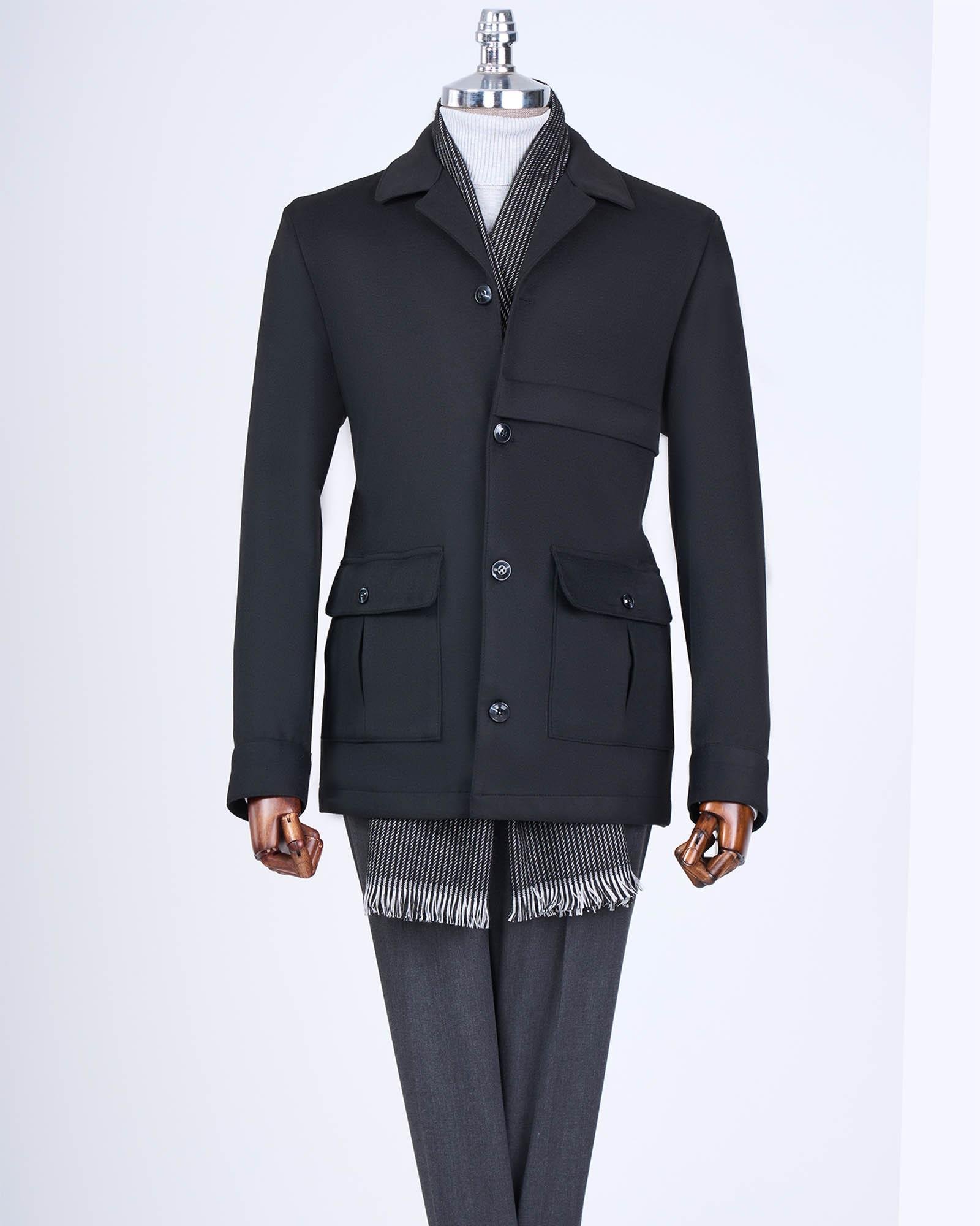 İtalyan stil slim fit kaşe spor tek ceket erkek siyah T13547