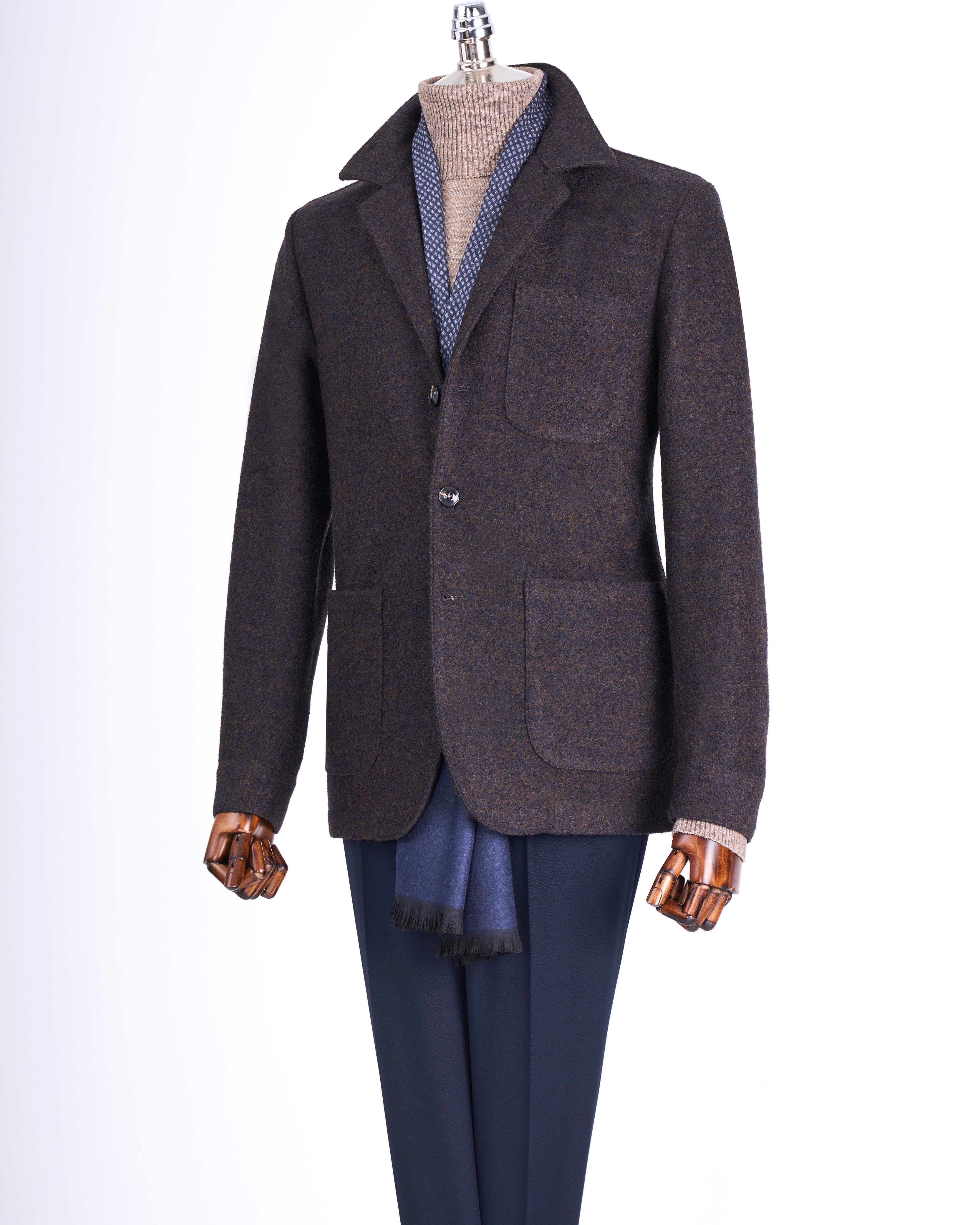 İtalyan stil slim fit kaşe spor tek ceket erkek kahverengi T13545