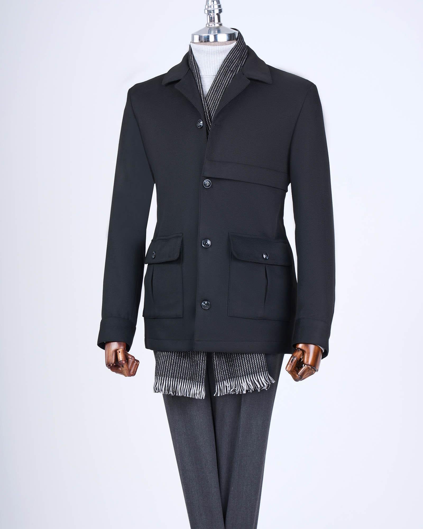 İtalyan stil slim fit kaşe spor tek ceket erkek siyah T13547