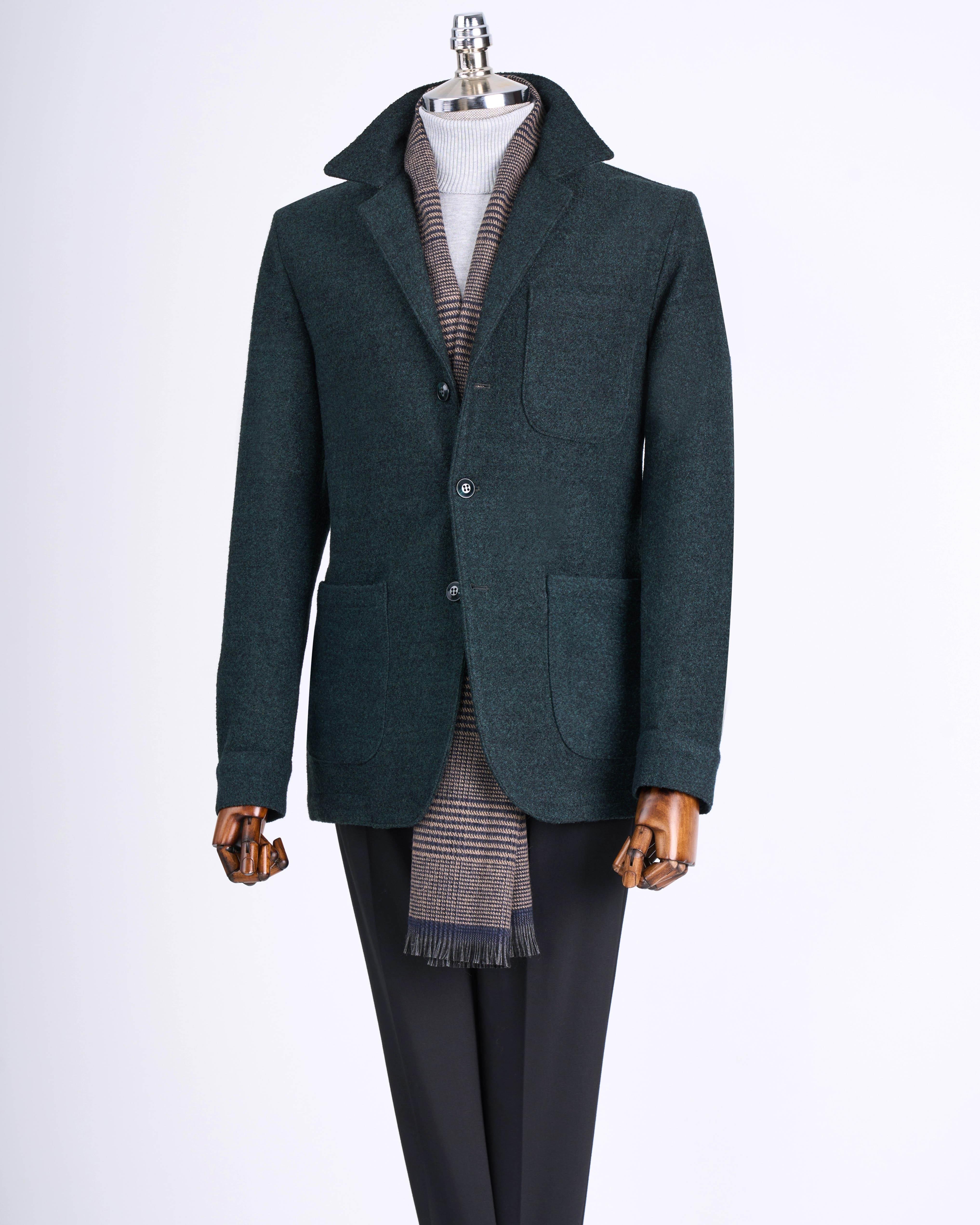 İtalyan stil slim fit kaşe spor tek ceket erkek yeşili T13546