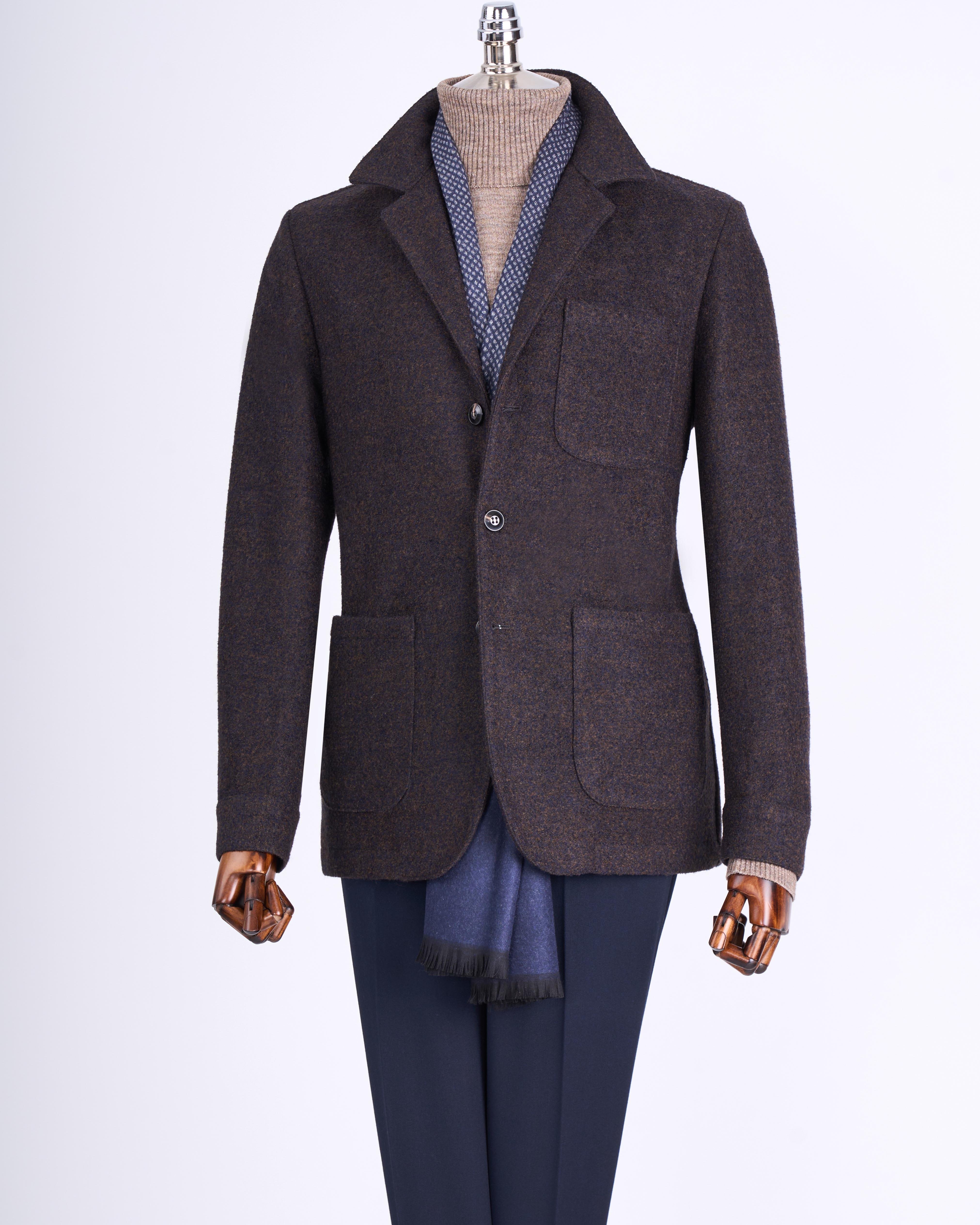 İtalyan stil slim fit kaşe spor tek ceket erkek kahverengi T13545