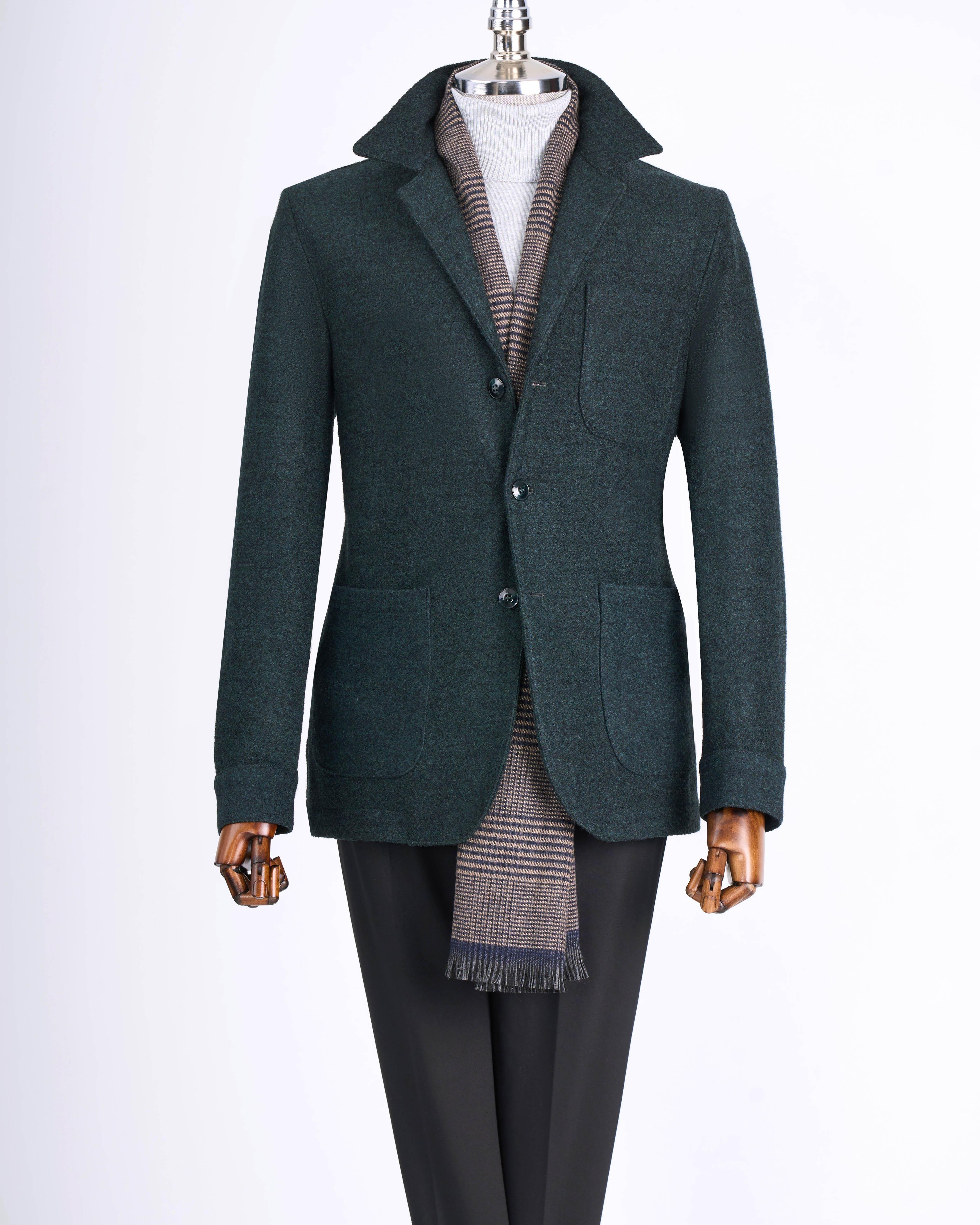 İtalyan stil slim fit kaşe spor tek ceket erkek yeşili T13546