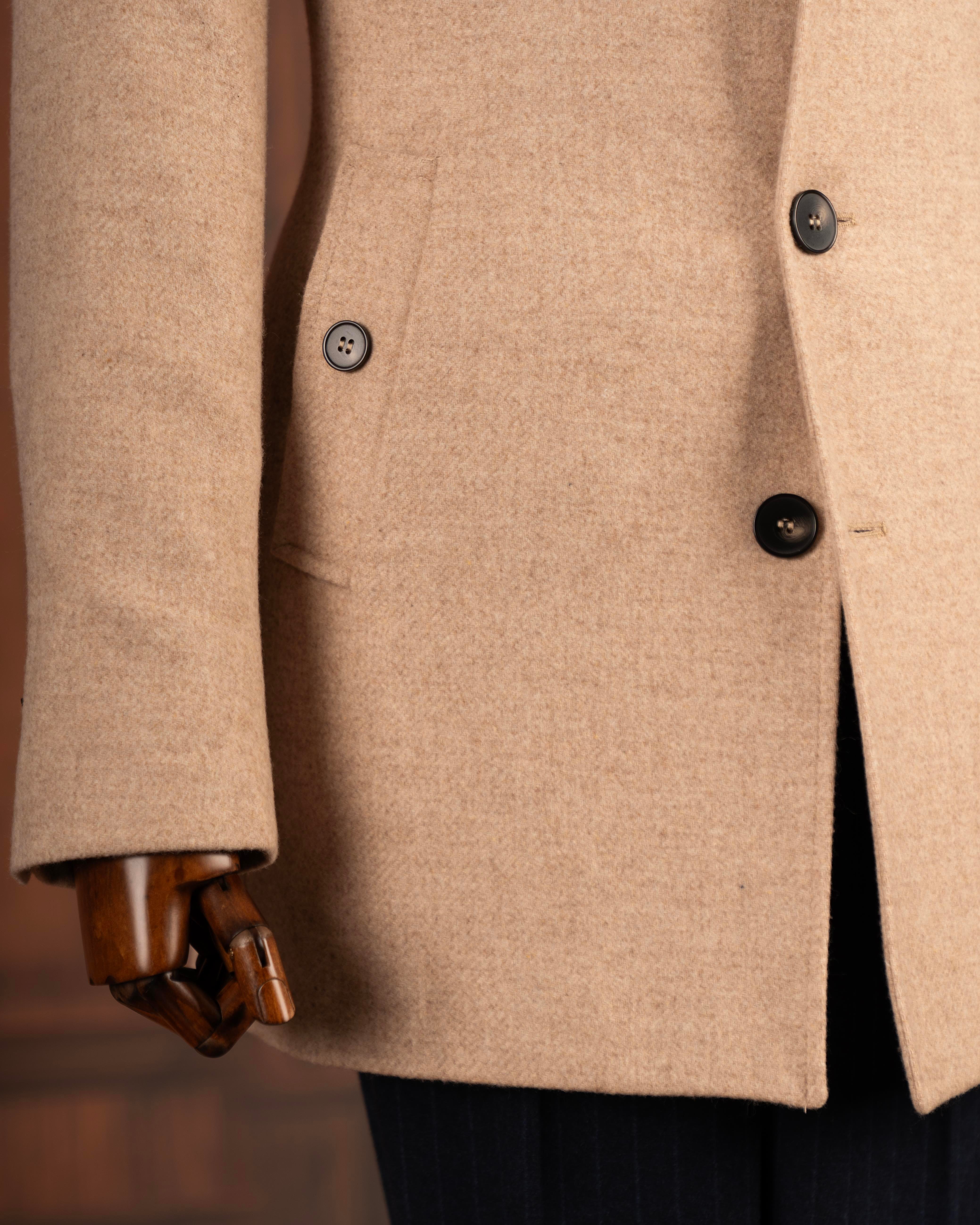 İtalyan stil slim fit kaşe yan cep erkek kaban bej T15055