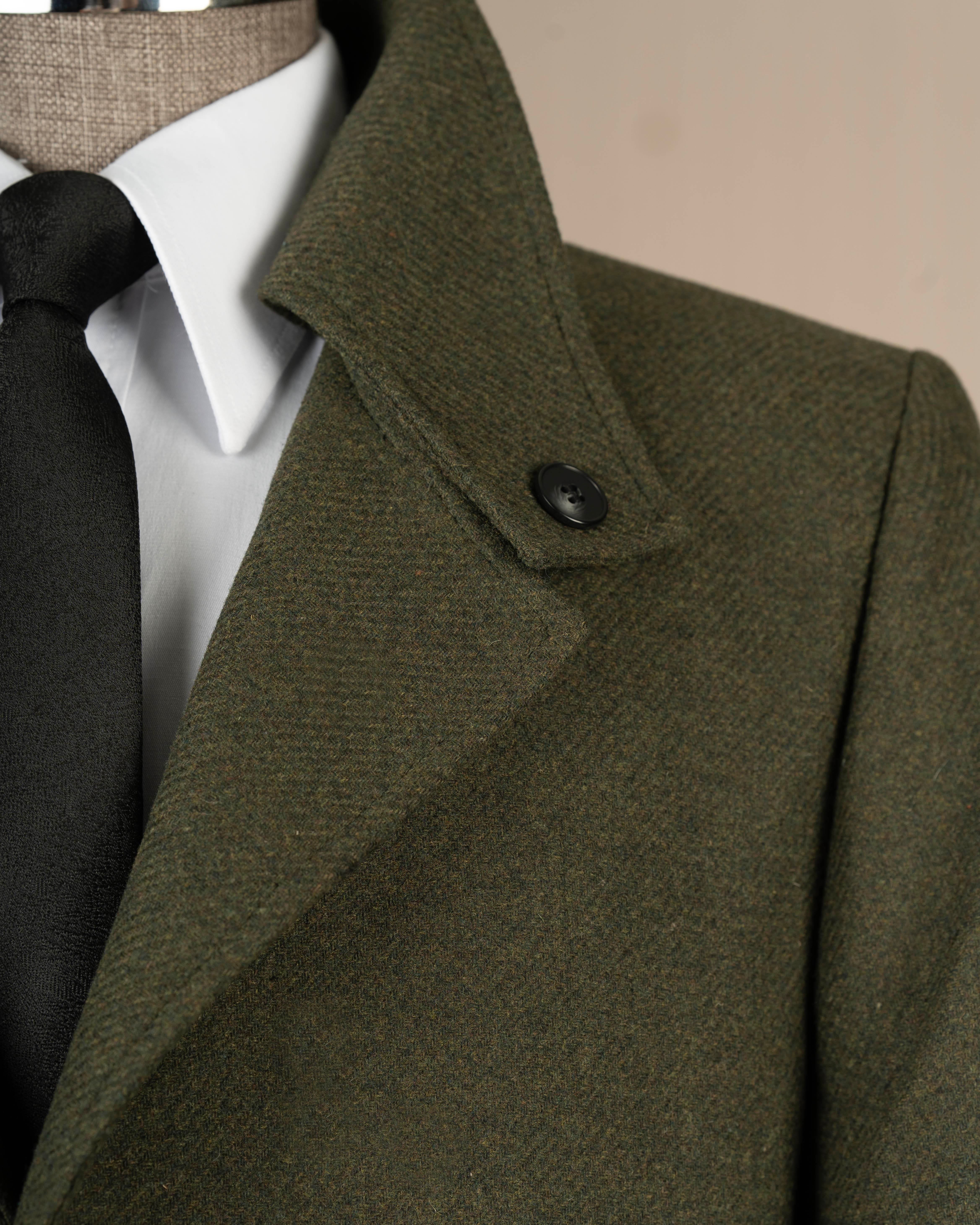 İtalyan stil slim fit kaşe yan cep erkek kaban haki T15054