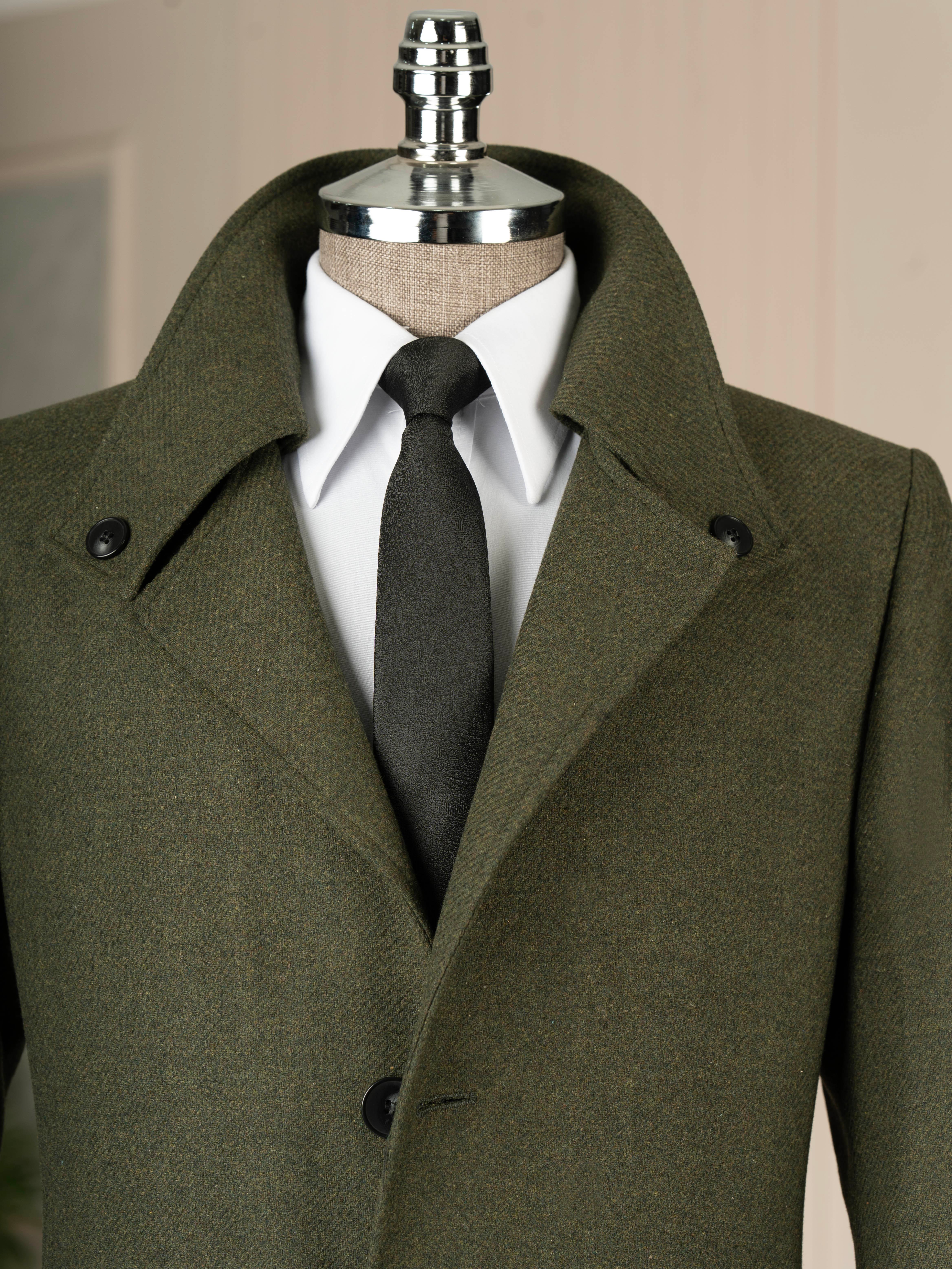 İtalyan stil slim fit kaşe yan cep erkek kaban haki T15054