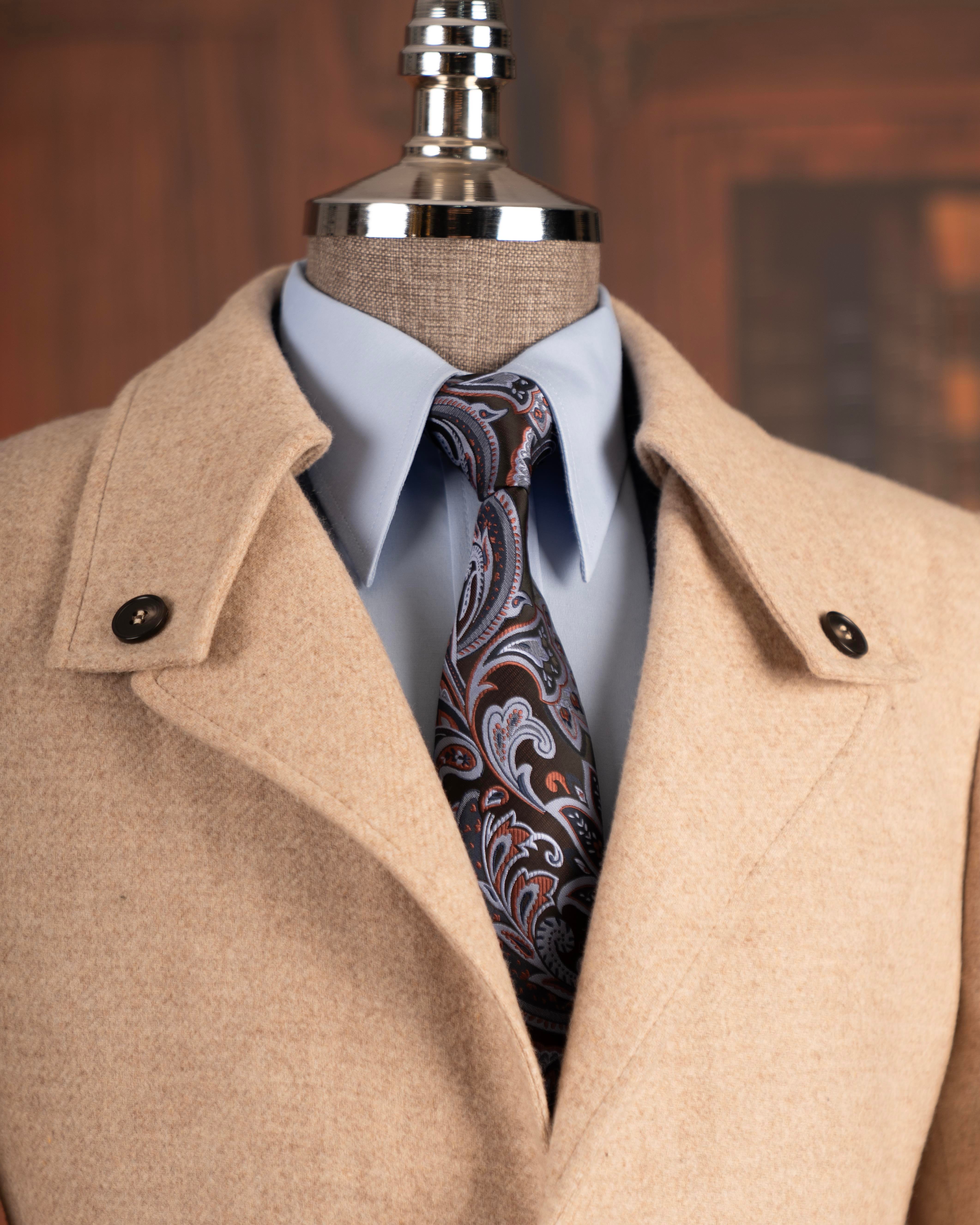 İtalyan stil slim fit kaşe yan cep erkek kaban bej T15055