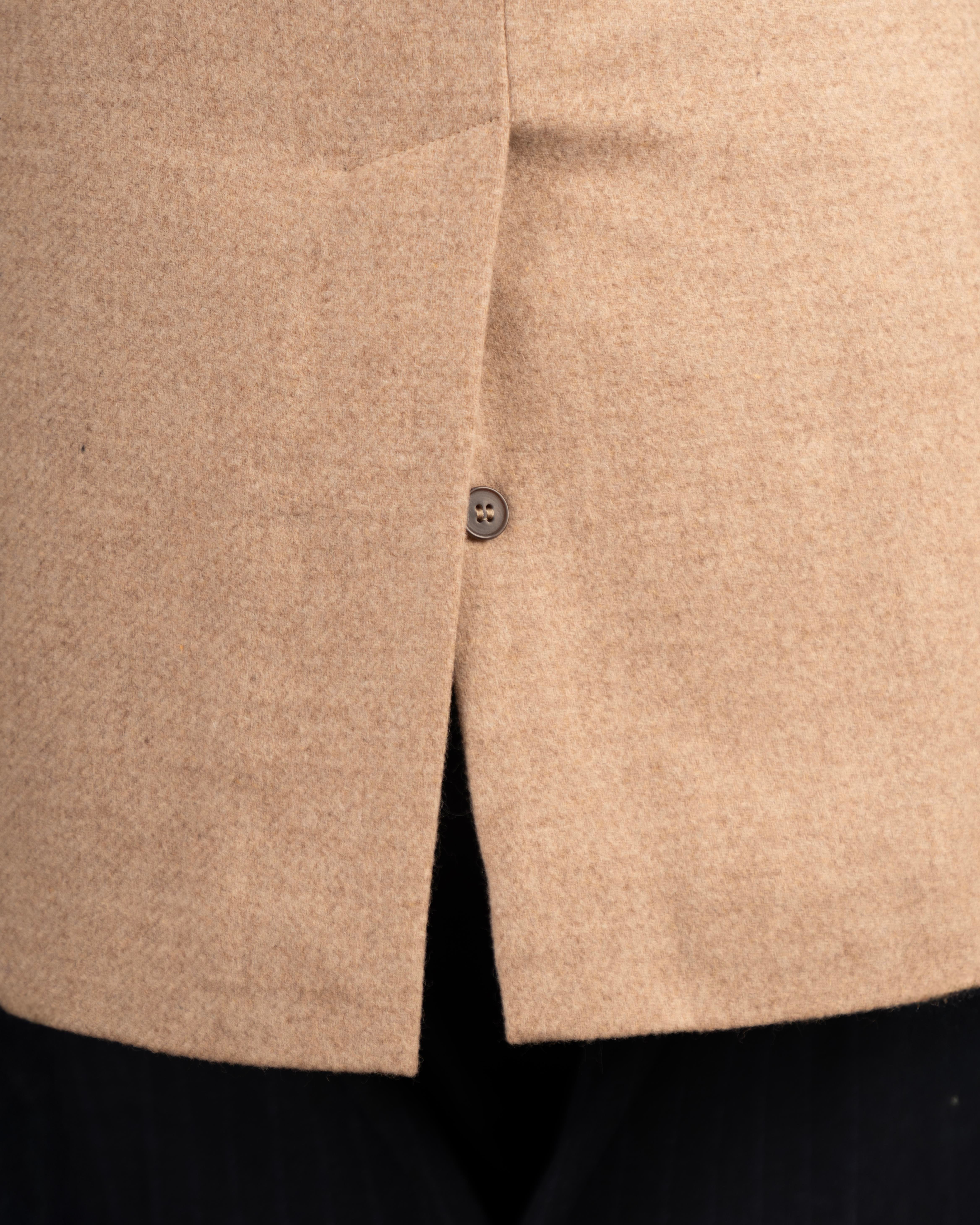 İtalyan stil slim fit kaşe yan cep erkek kaban bej T15055