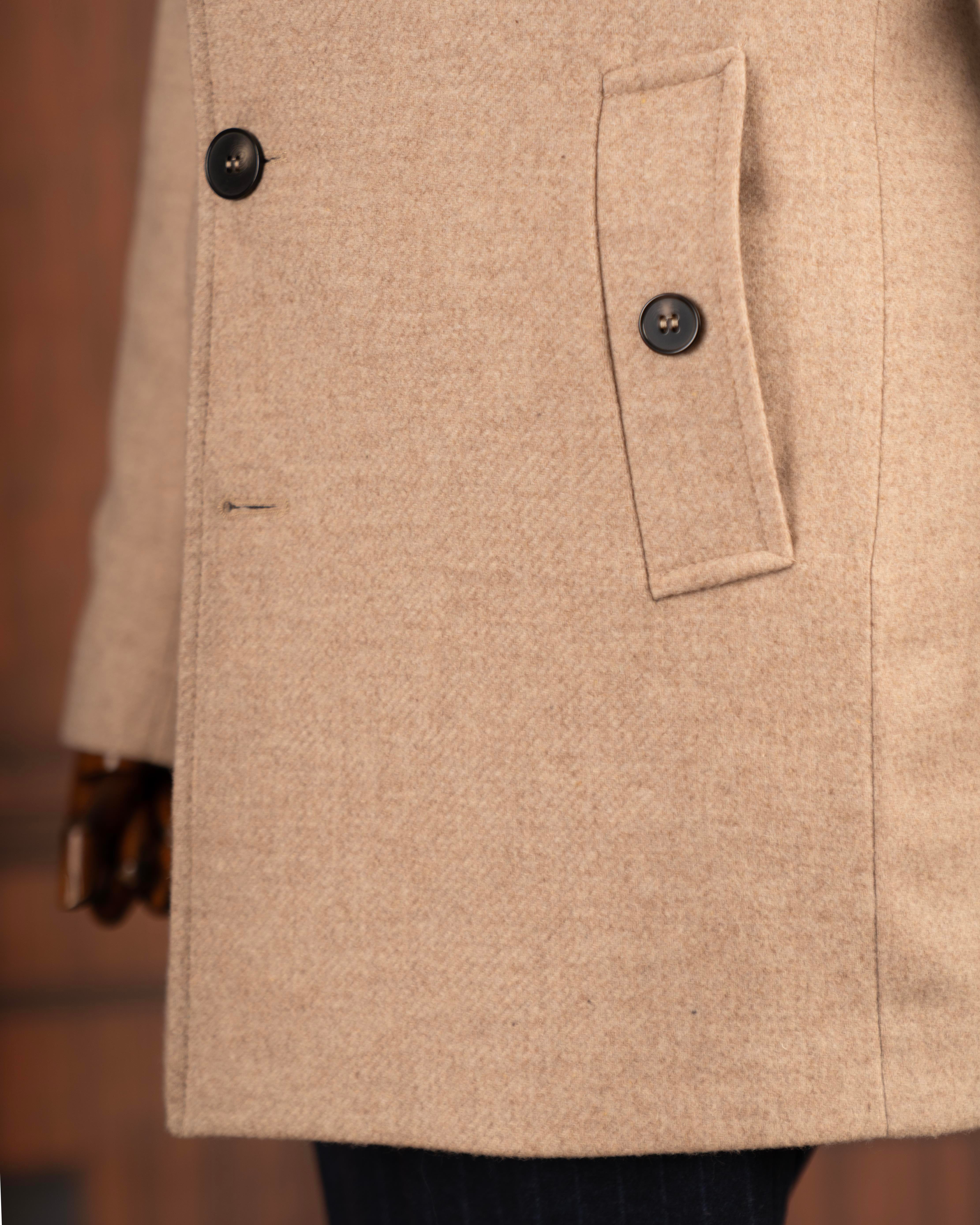 İtalyan stil slim fit kaşe yan cep erkek kaban bej T15055