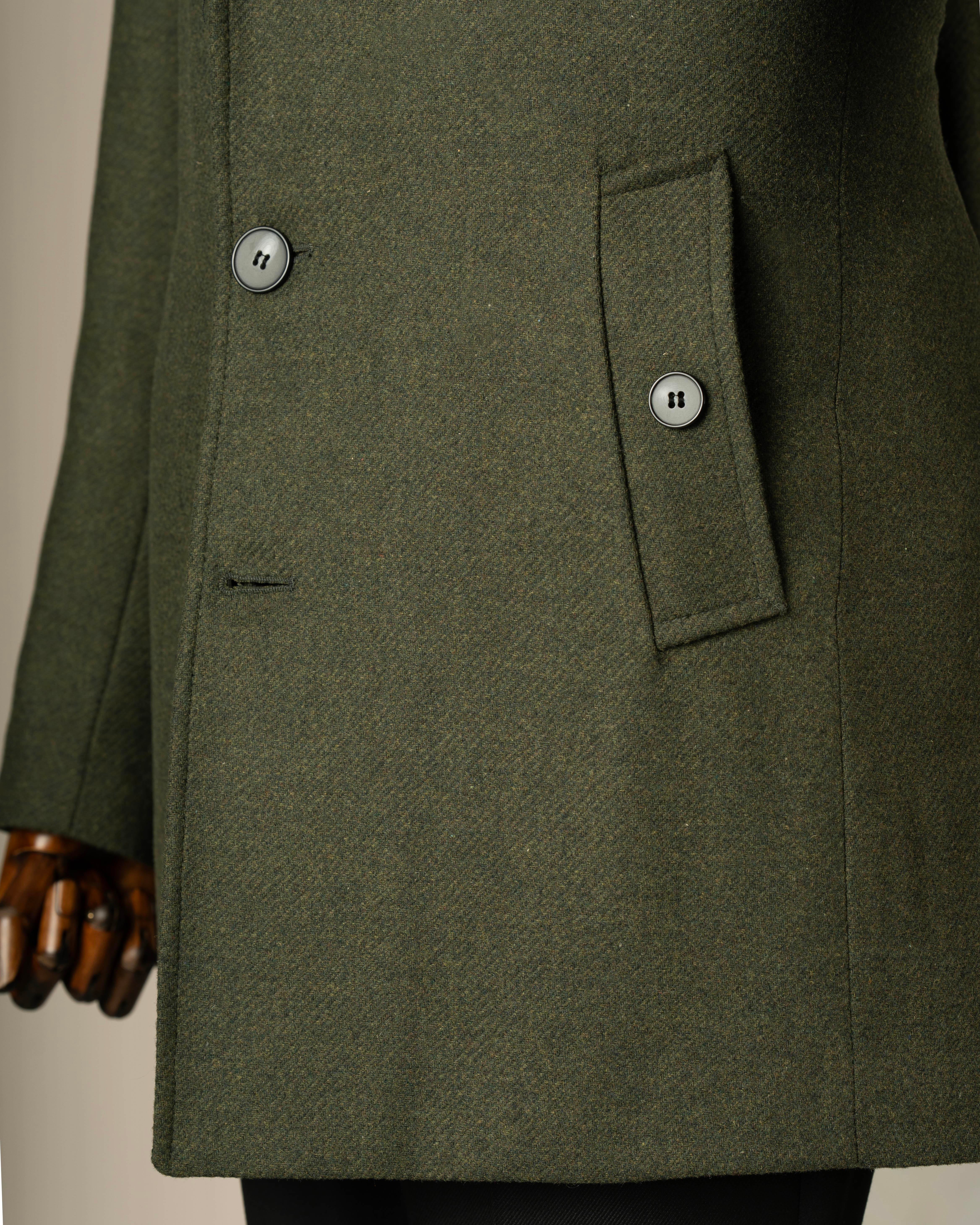 İtalyan stil slim fit kaşe yan cep erkek kaban haki T15054