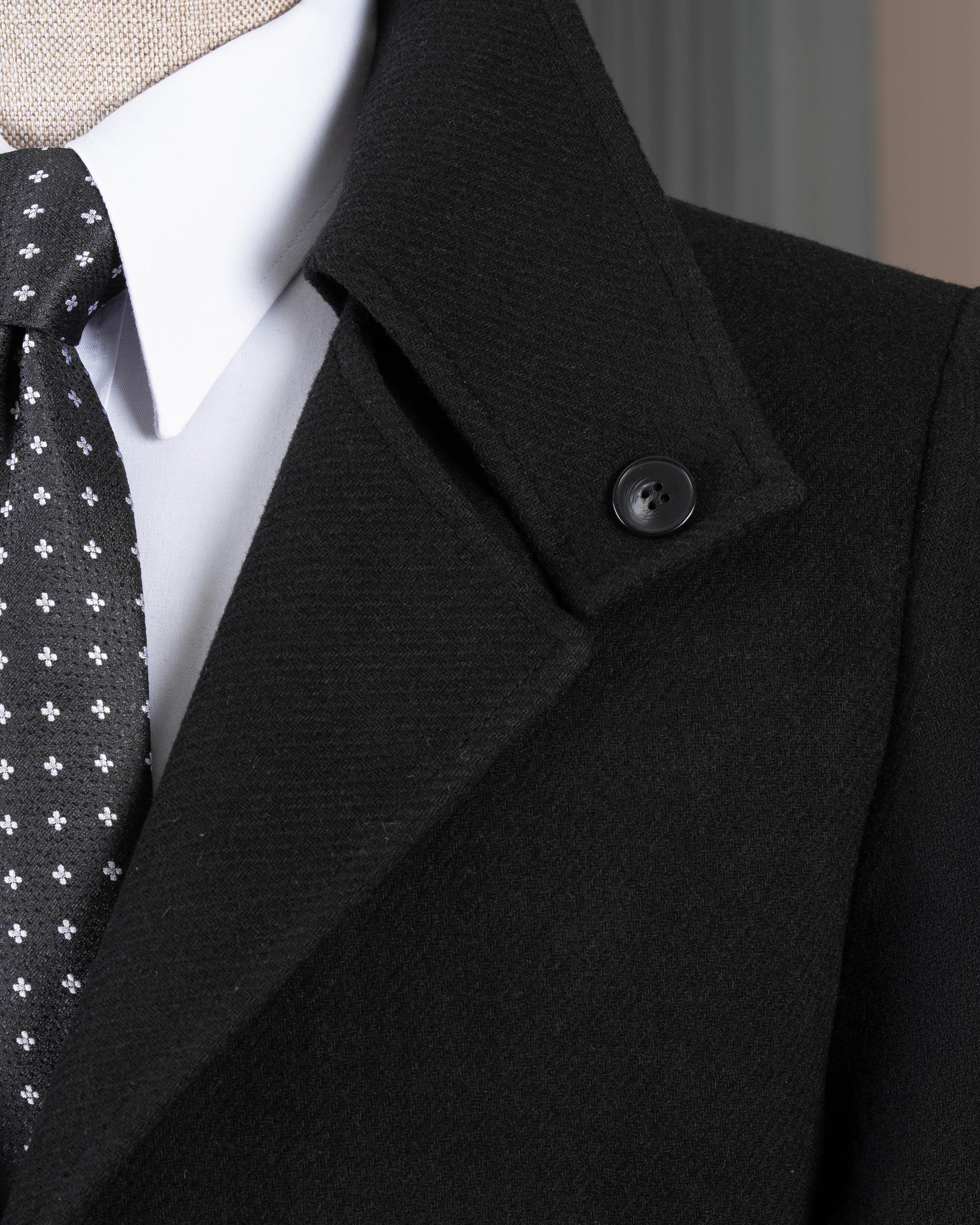 İtalyan stil slim fit kaşe yan cep erkek kaban siyah T15053