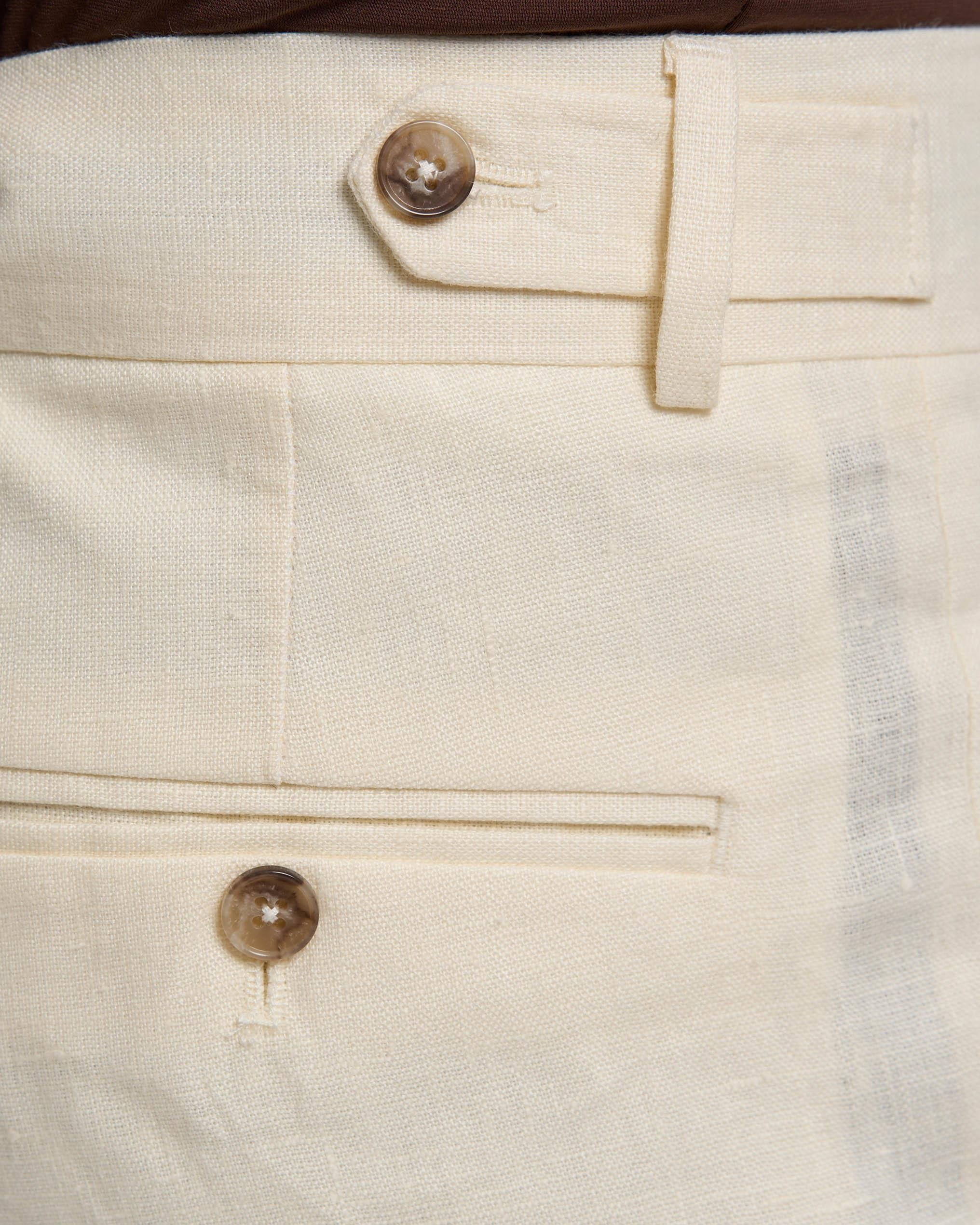 İtalyan stil slim fit keten karışımlı pantolon beyaz T13623