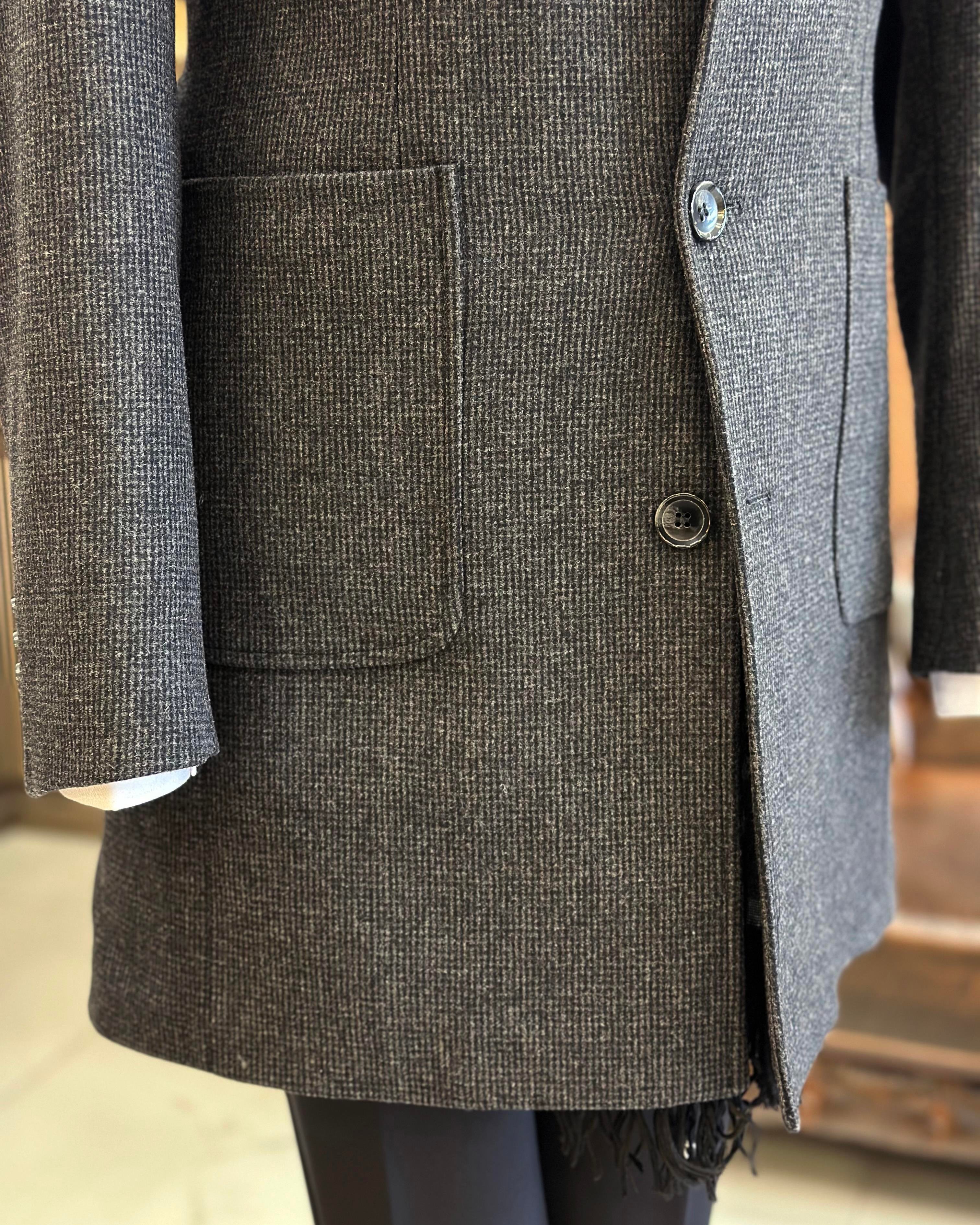 Italian style slim fit swallow collar woolen men's coat anthracite T10135