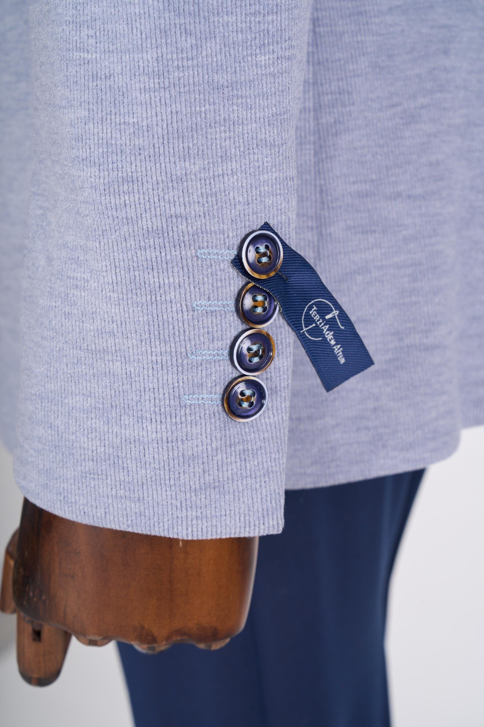 İtalyan stil slim fit kravuze erkek tek ceket mavi T13337