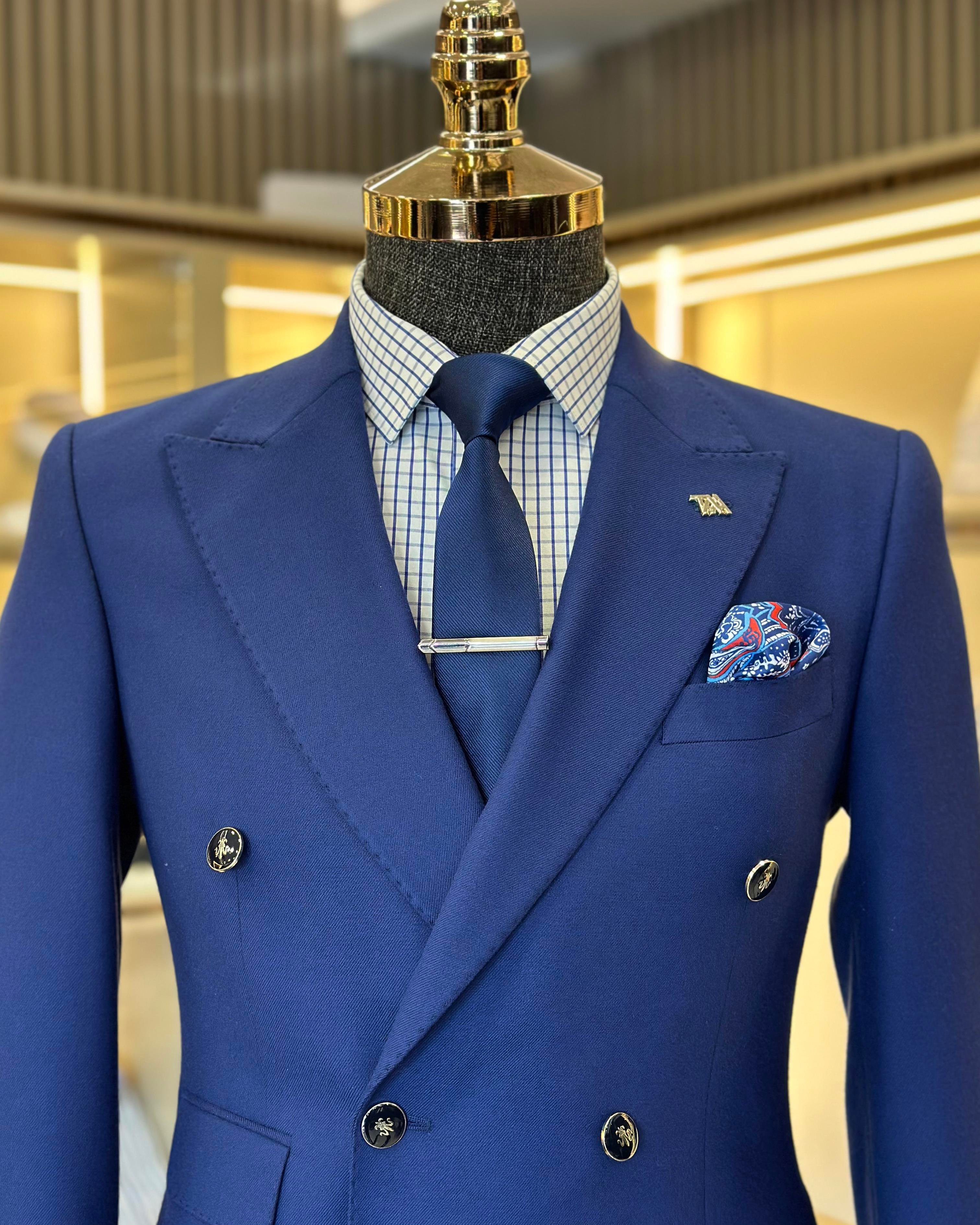 Italian style slim fit double-breasted men's jacket saks T10764
