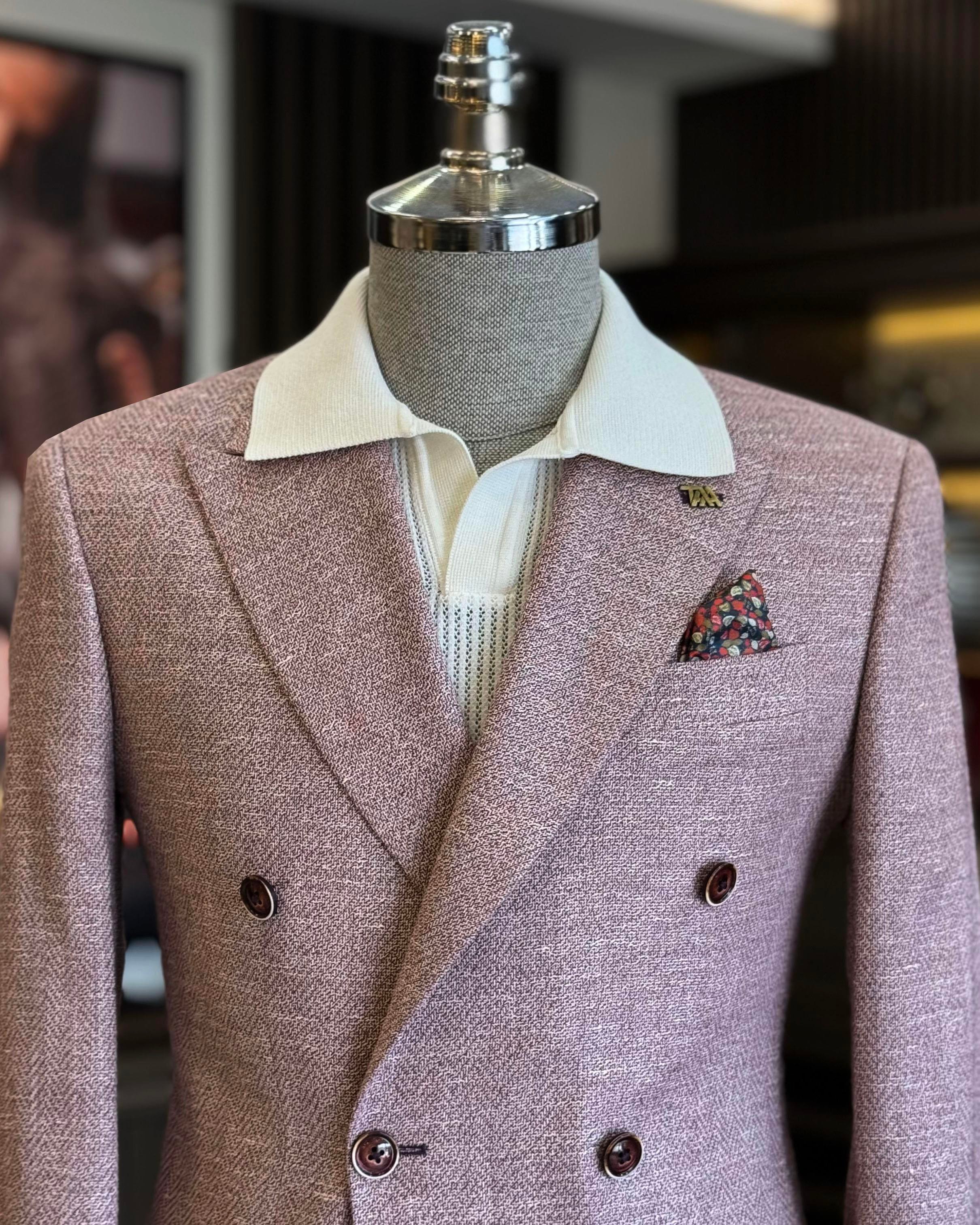 İtalyan stil slim fit kruvaze erkek ceket bordo T12217