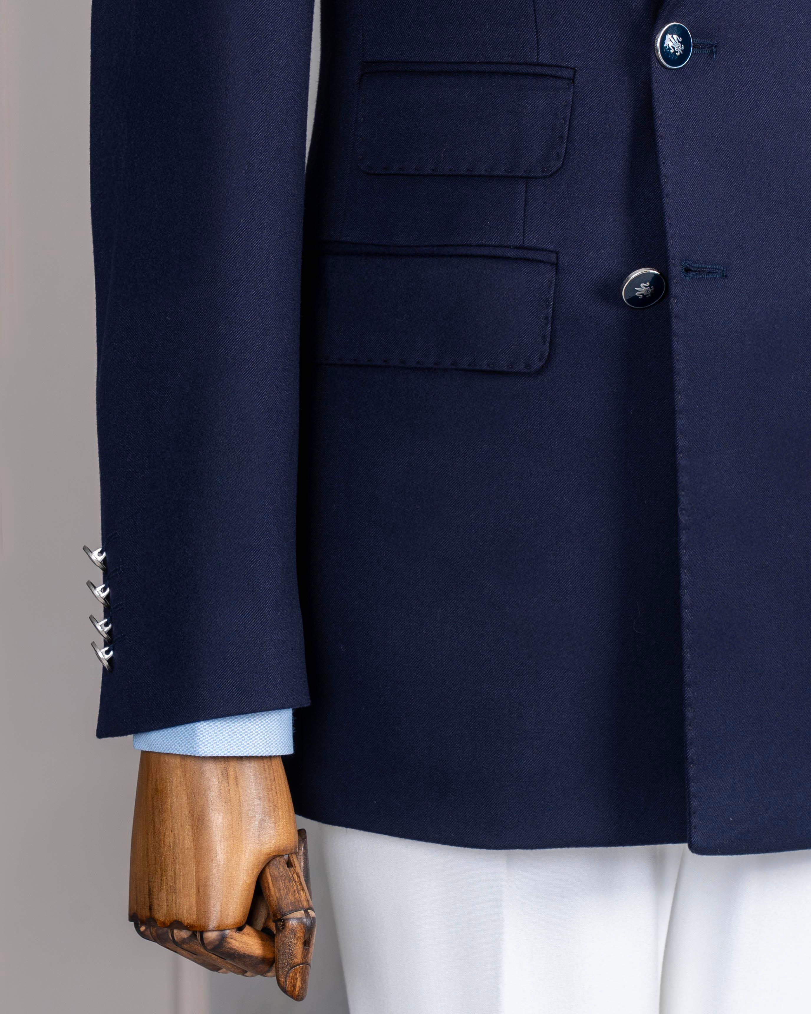 İtalyan stil slim fit kruvaze erkek ceket lacivert T10762