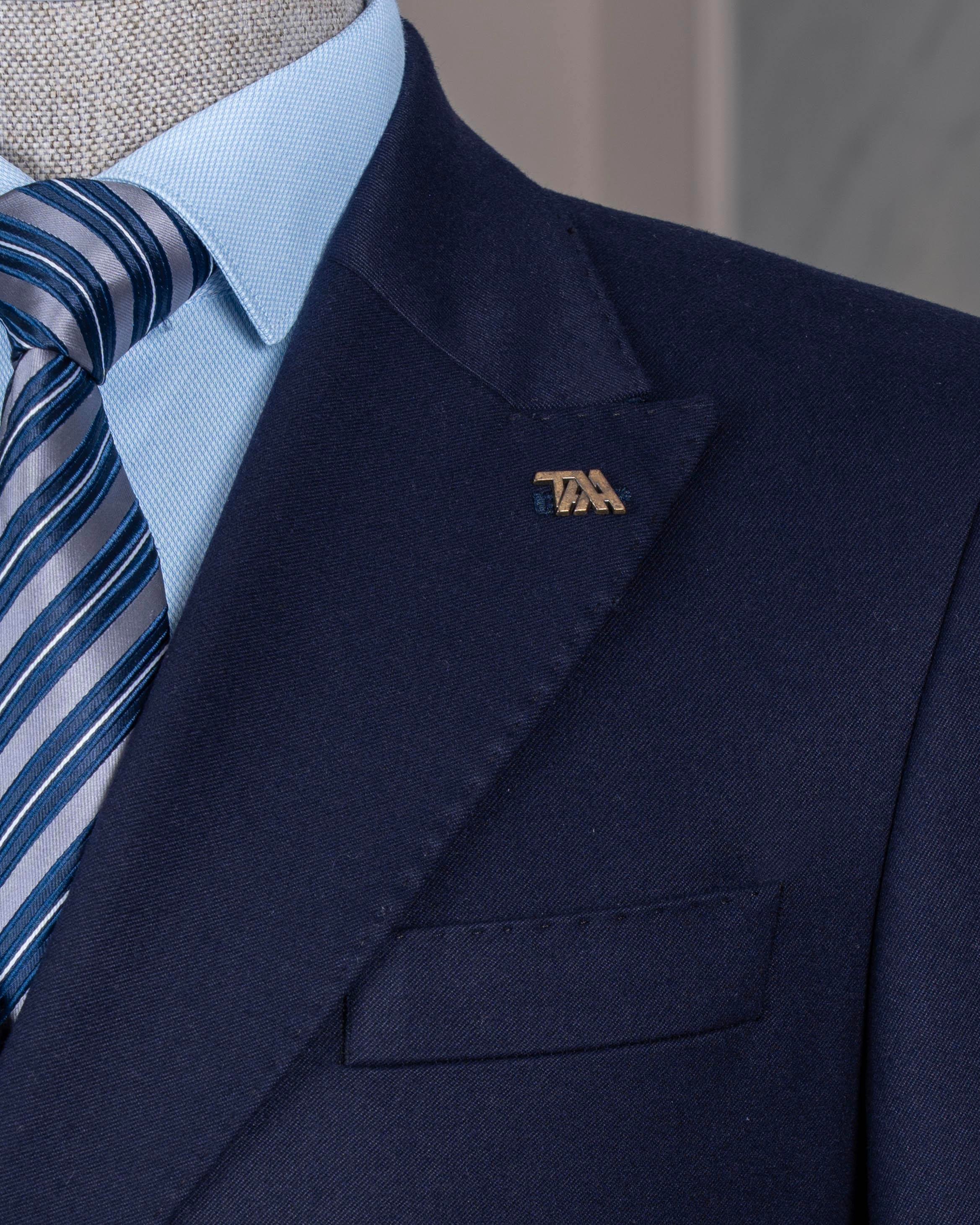 İtalyan stil slim fit kruvaze erkek ceket lacivert T10762