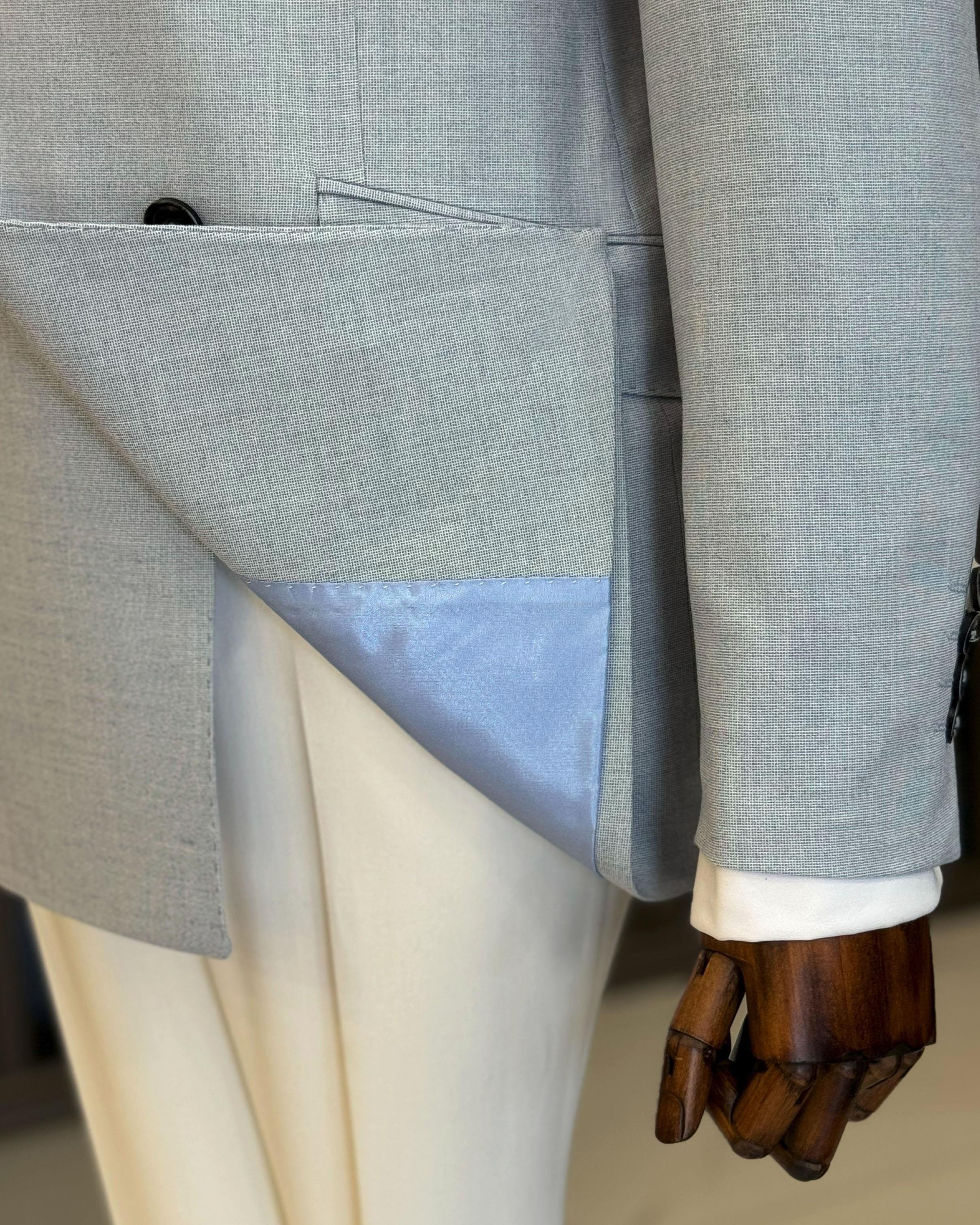 İtalyan stil slim fit kruvaze erkek ceket mavi T12237