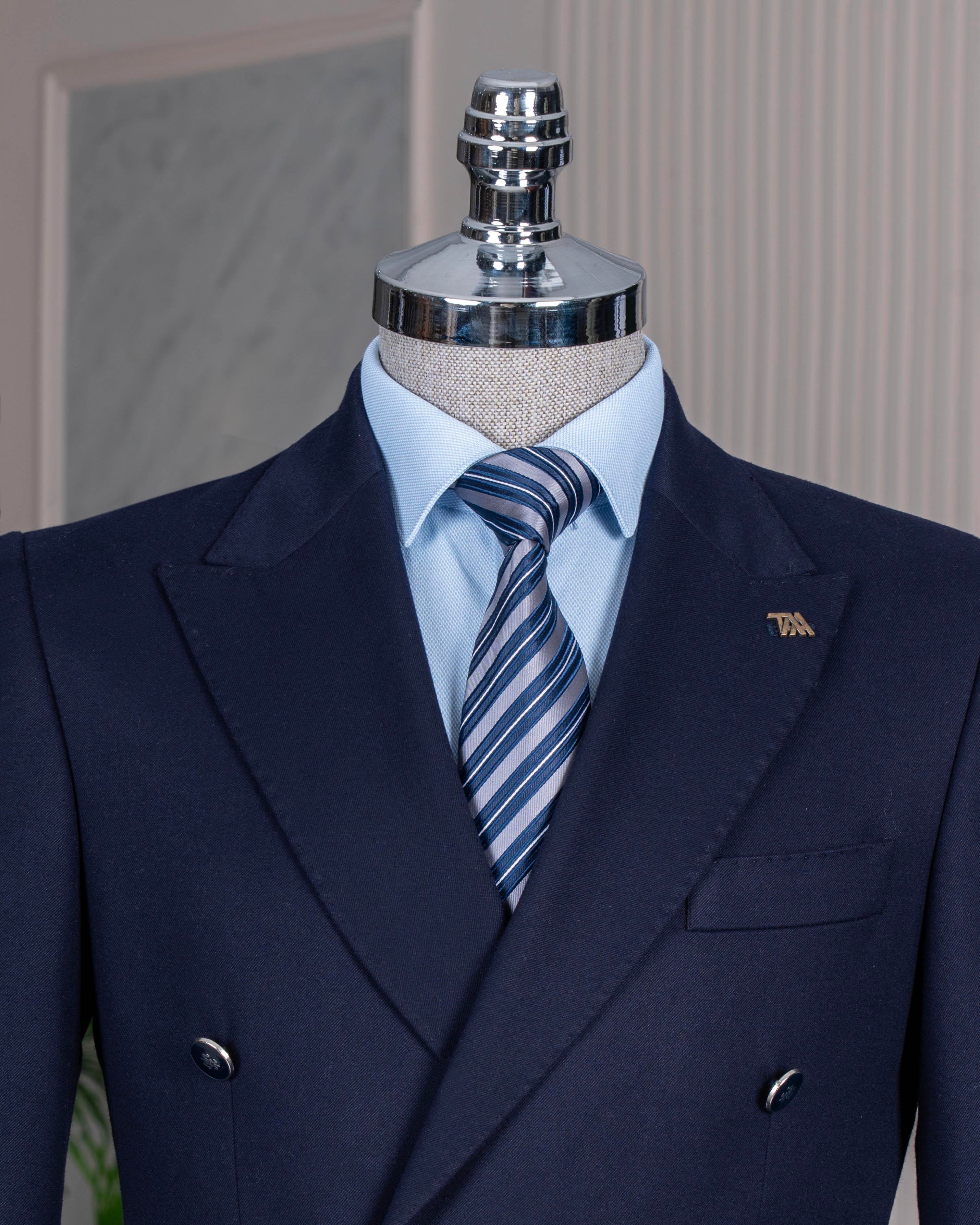 İtalyan stil slim fit kruvaze erkek ceket lacivert T10762