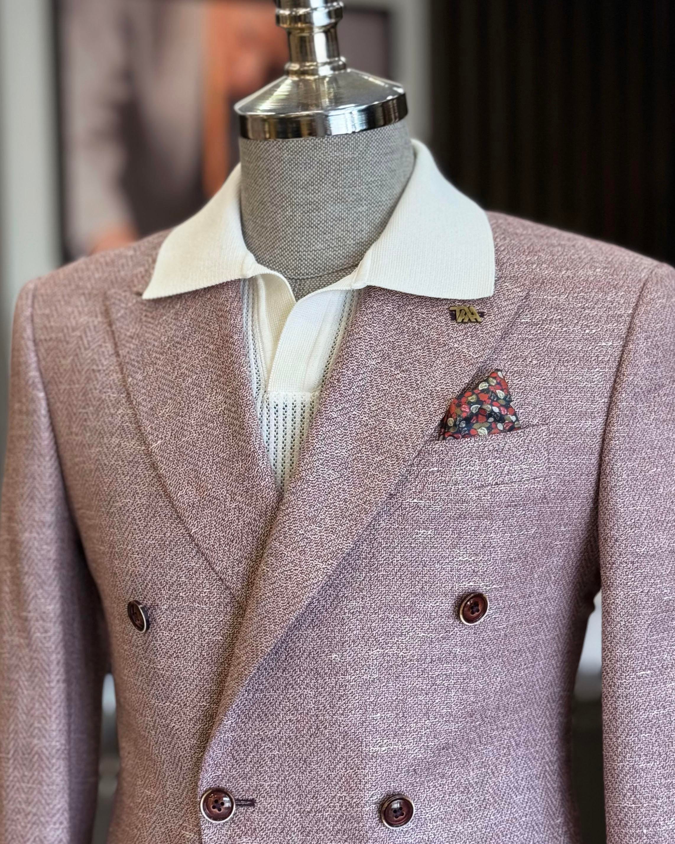 İtalyan stil slim fit kruvaze erkek ceket bordo T12217