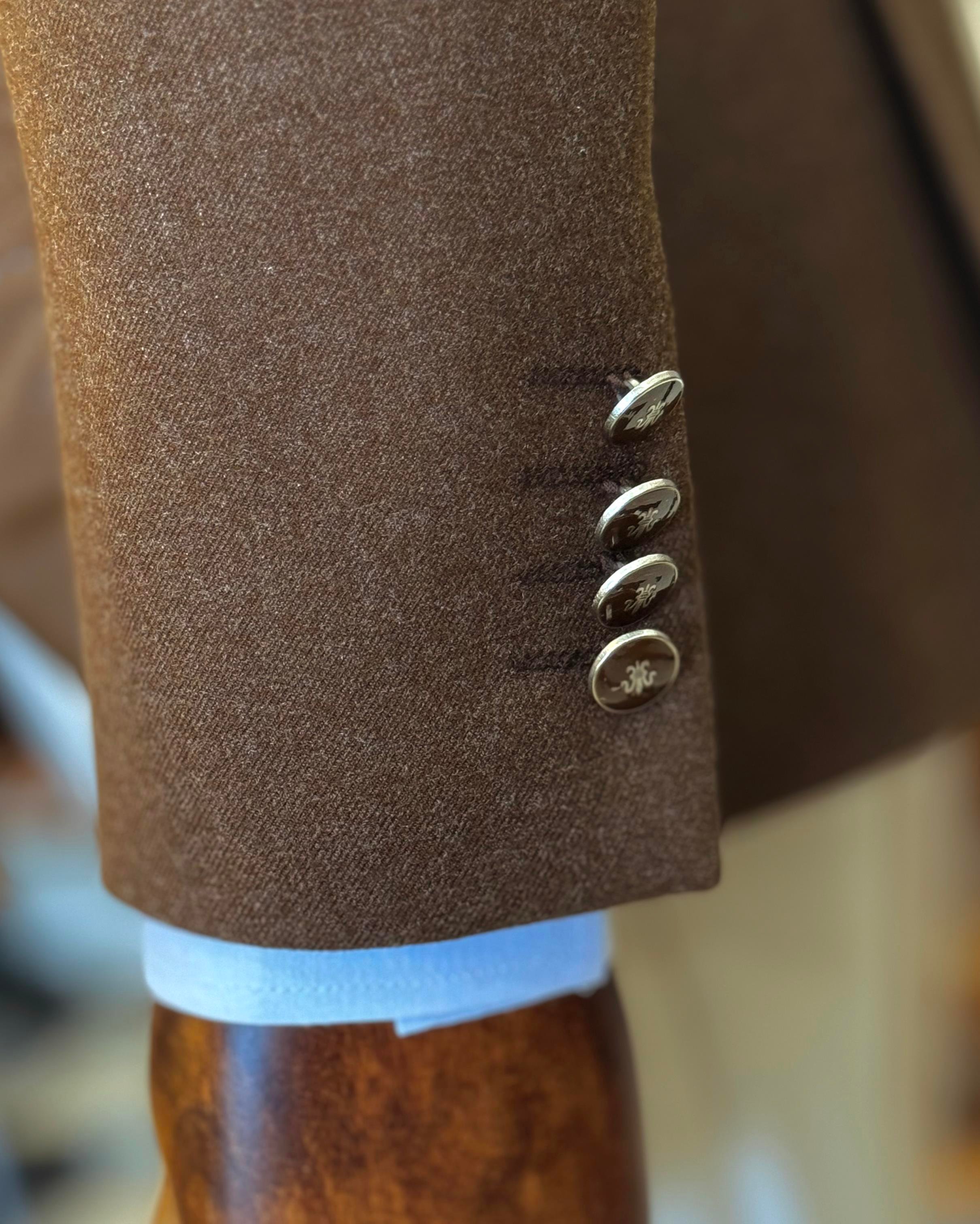 İtalyan stil slim fit kruvaze erkek ceket kahverengi T10742