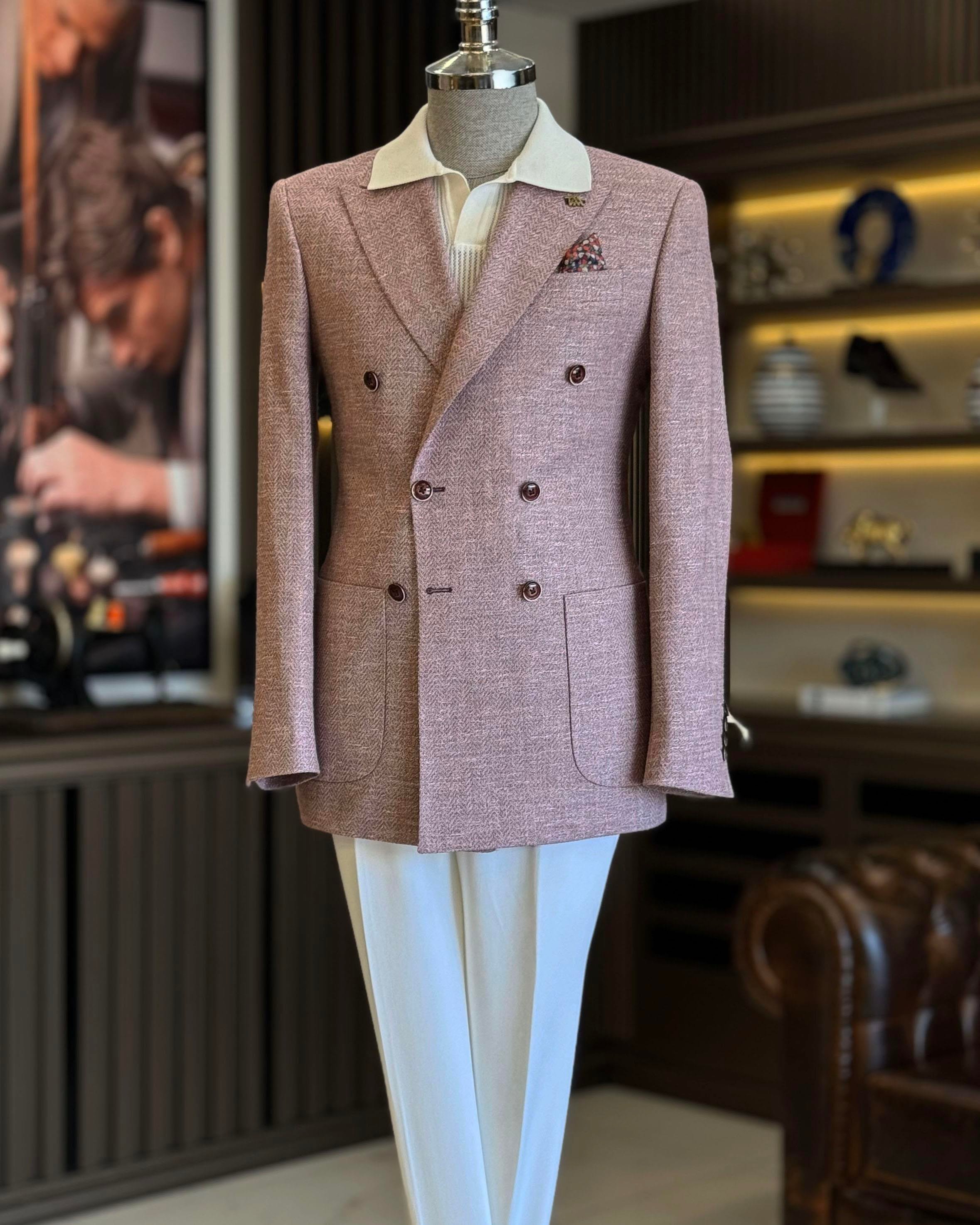 İtalyan stil slim fit kruvaze erkek ceket bordo T12217