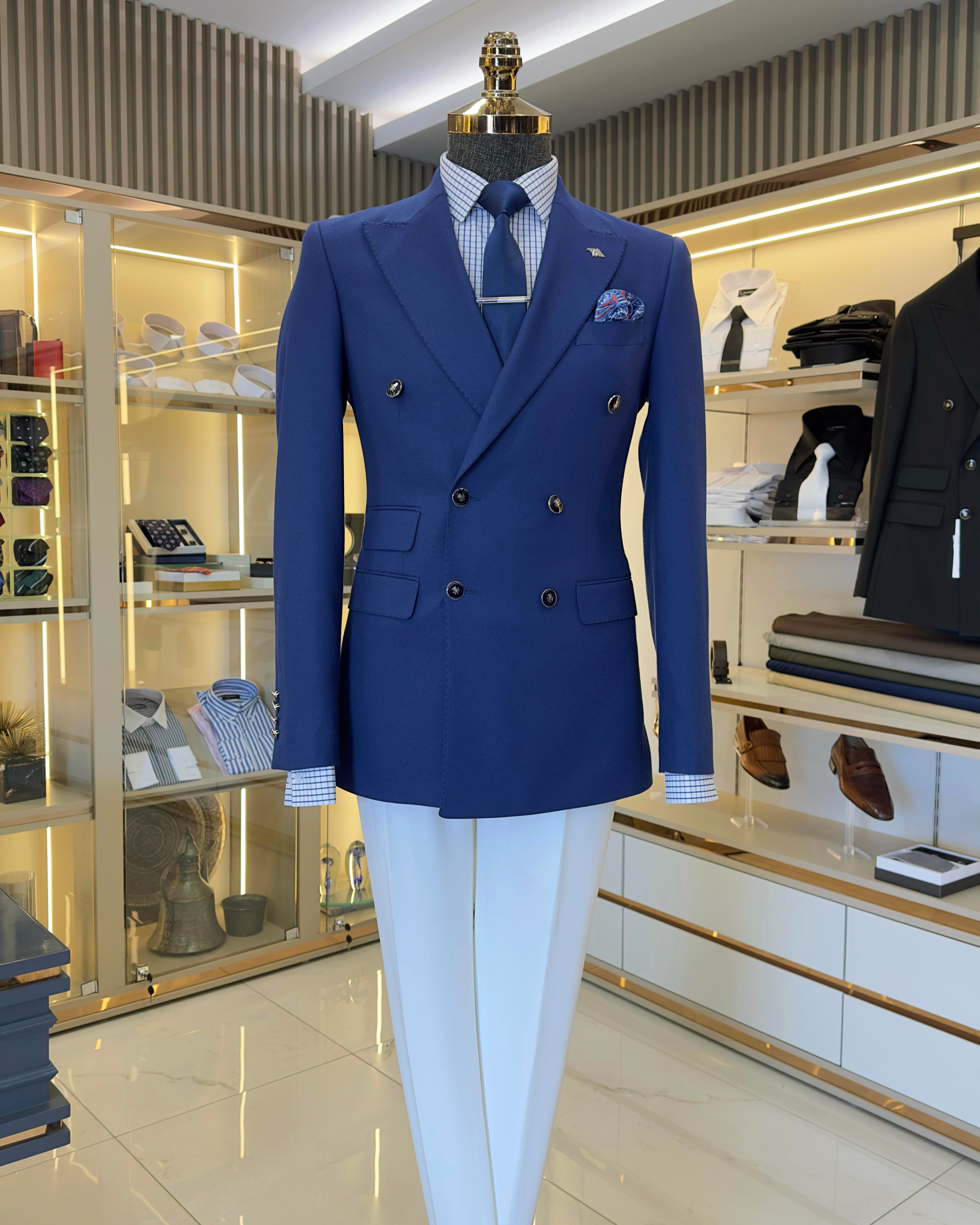 Italian style slim fit double-breasted men's jacket saks T10764