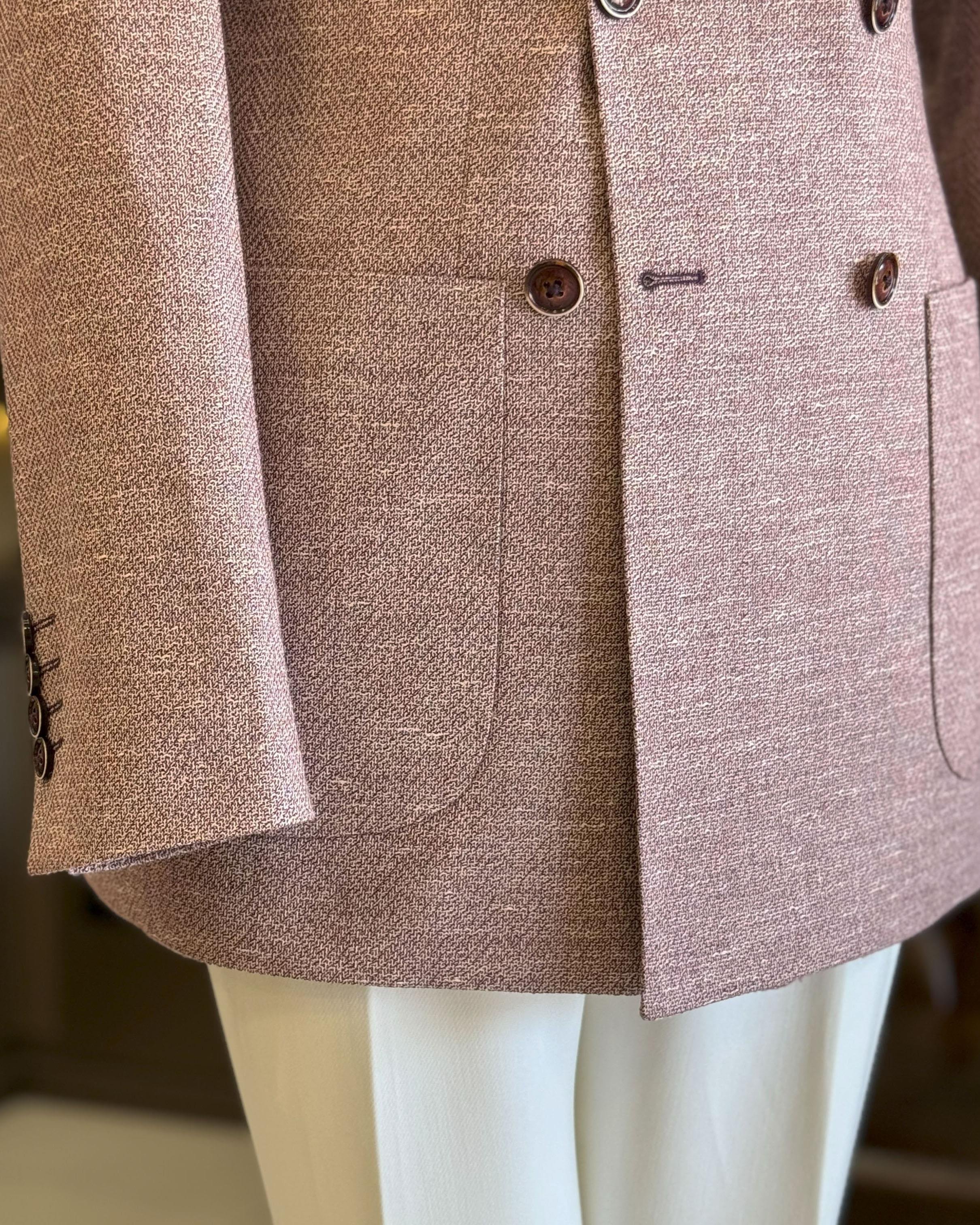 İtalyan stil slim fit kruvaze erkek ceket bordo T12217