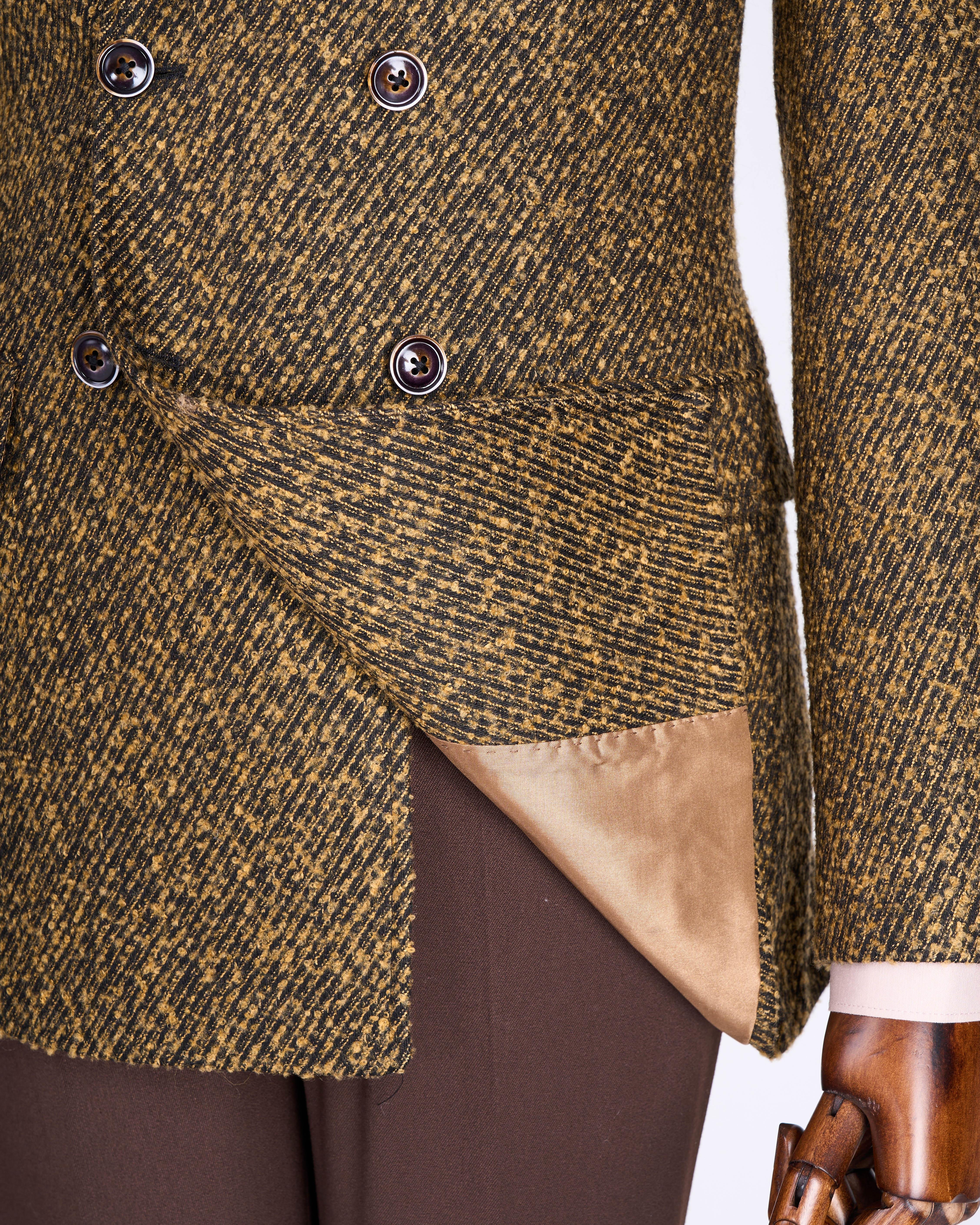 İtalyan stil slim fit kruvaze erkek tek ceket camel T13356