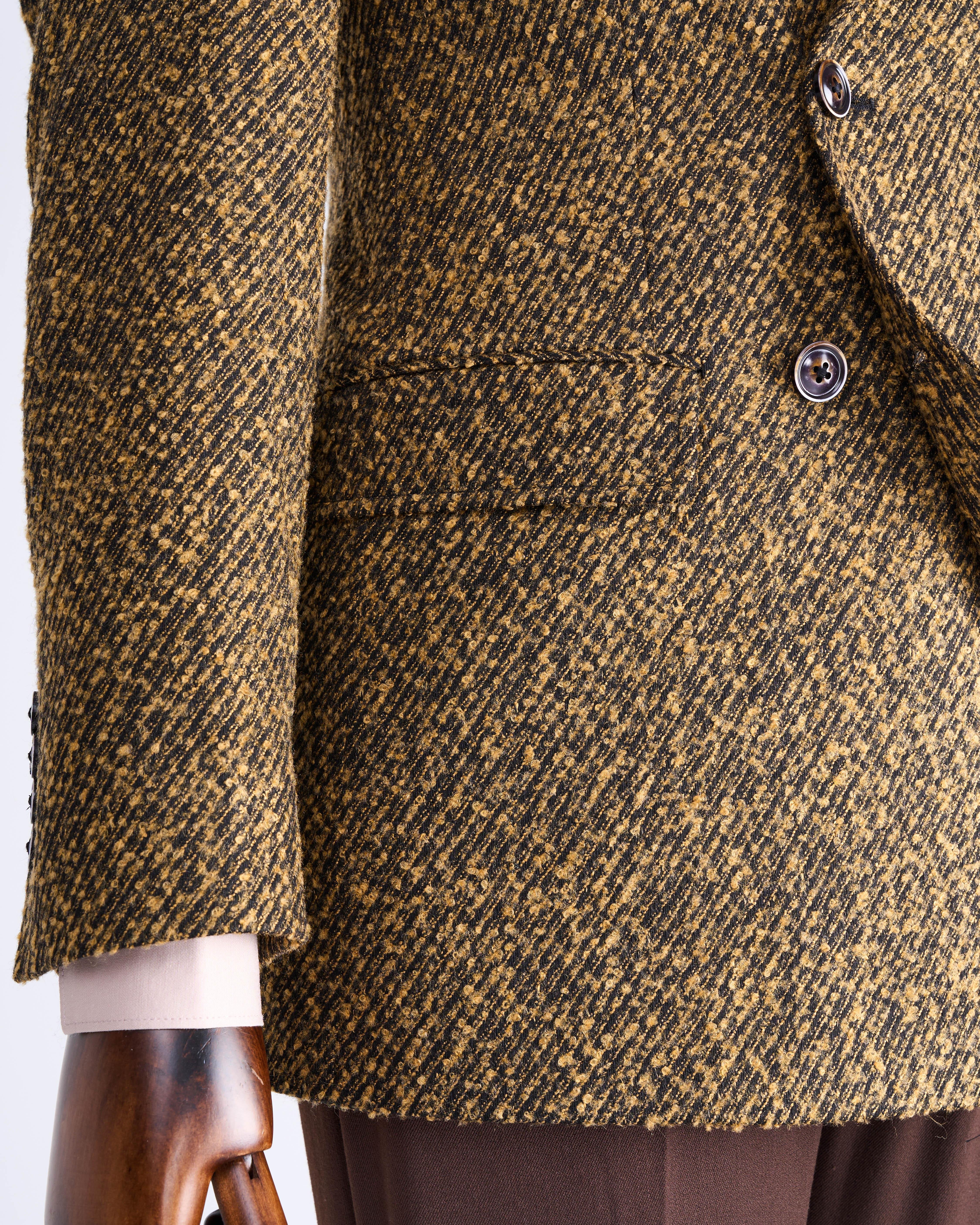 İtalyan stil slim fit kruvaze erkek tek ceket camel T13356