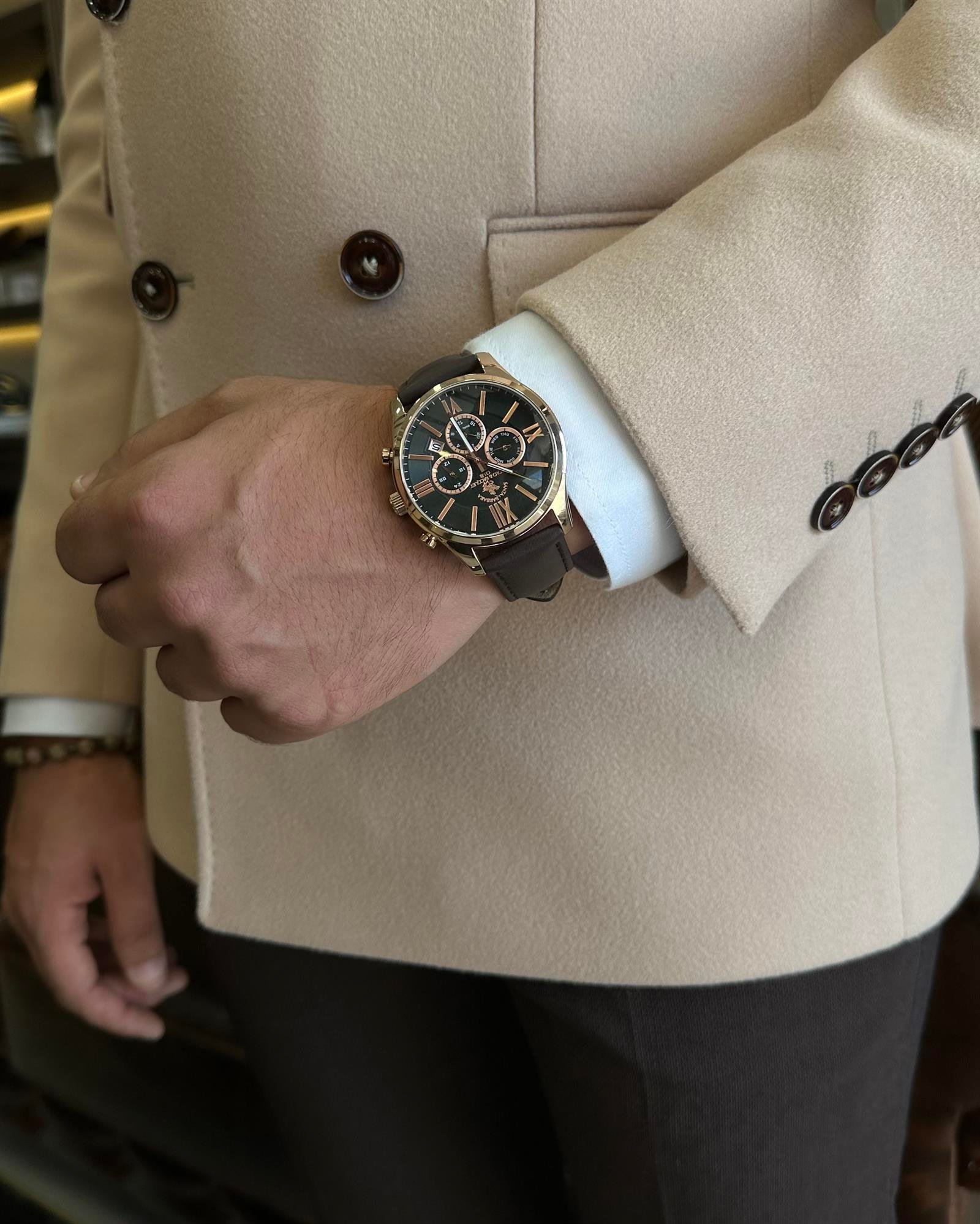 İtalyan stil slim fit kruvaze kaşe erkek ceket camel T10296