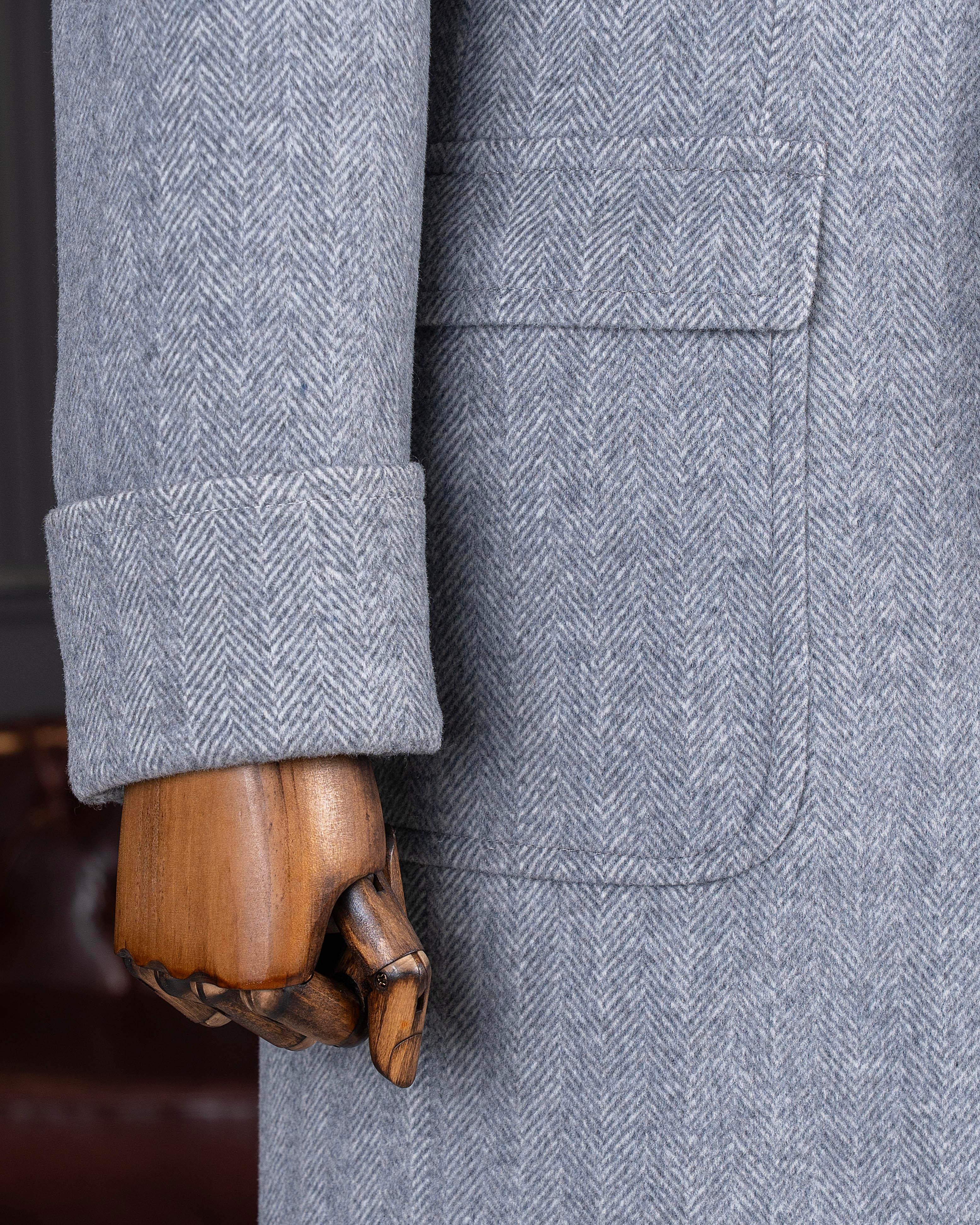 İtalyan stil slim fit kruvaze yün karışımlı kaşe erkek kaban gri T14711