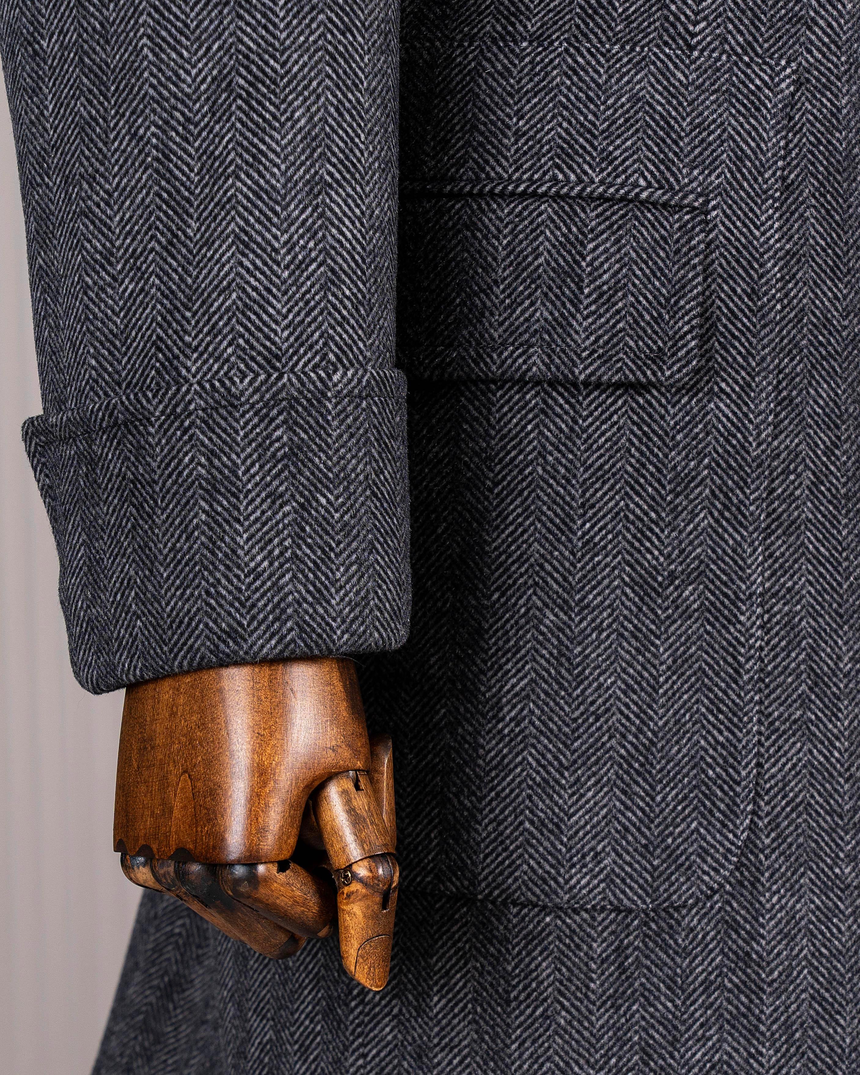 İtalyan stil slim fit kruvaze yün karışımlı kaşe erkek kaban antrasit T14710