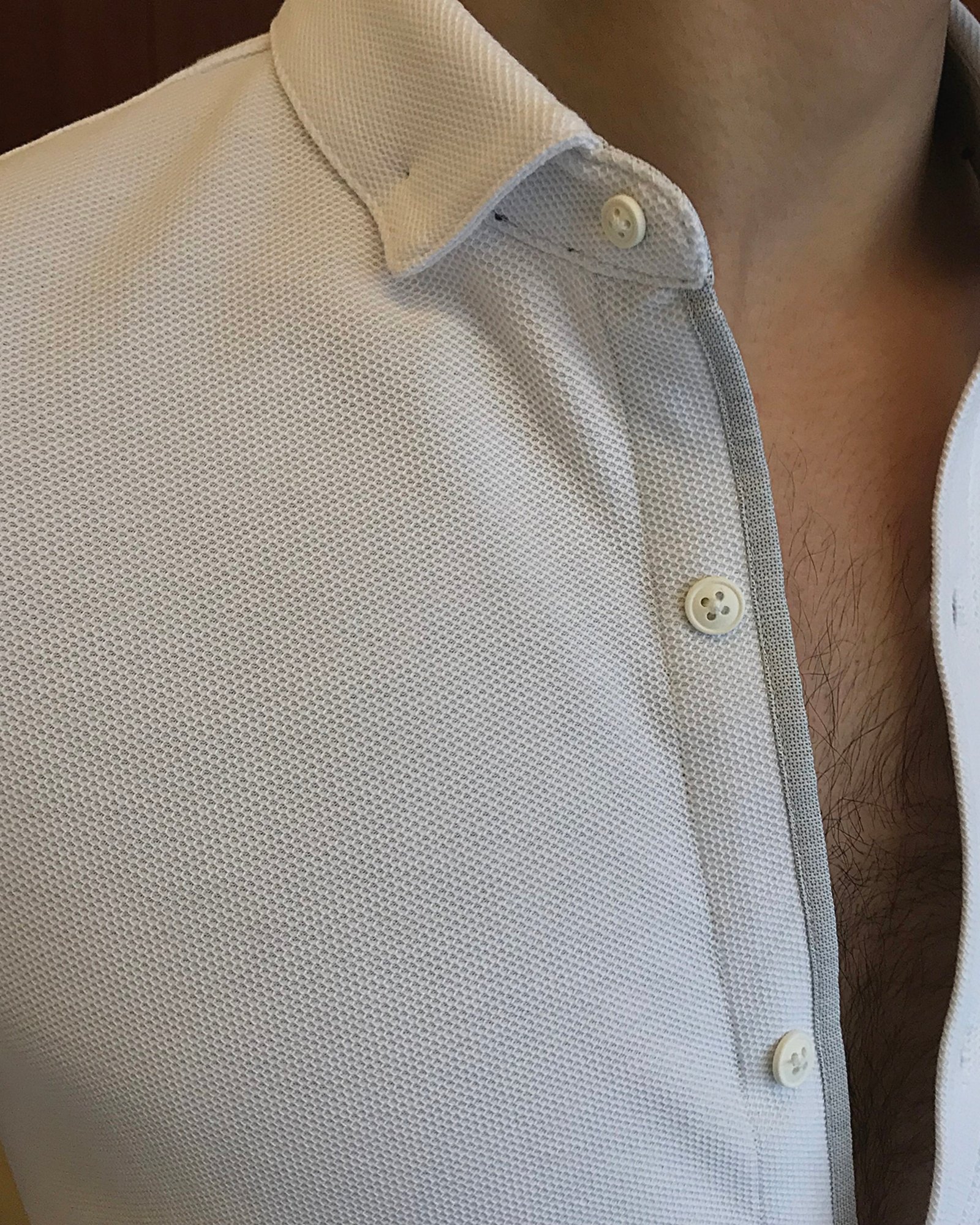 İtalyan stil slim fit küçük yaka kısa kollu gömlek Beyaz T7103