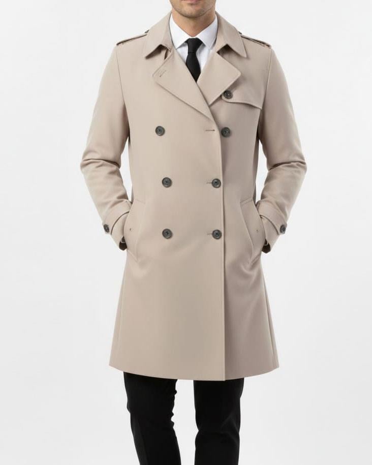 İtalyan stil slim fit mevsimlik erkek trençkot mont taş T11335