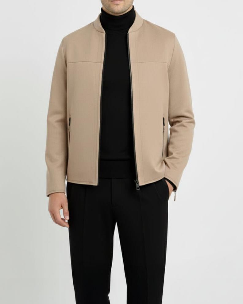 İtalyan stil slim fit mevsimlik erkek süet mont bej T9172