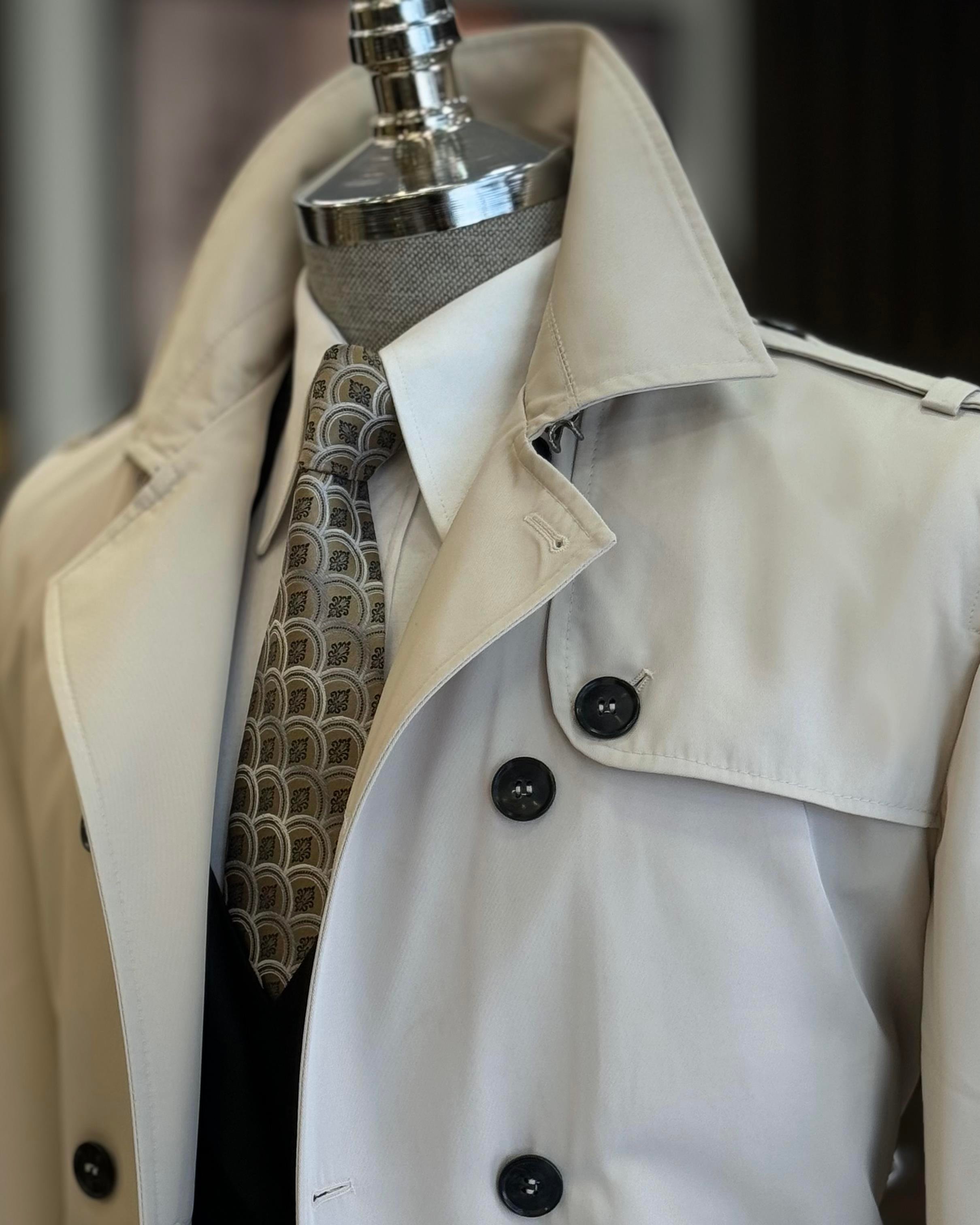 İtalyan stil slim fit mevsimlik erkek trençkot mont taş T11335