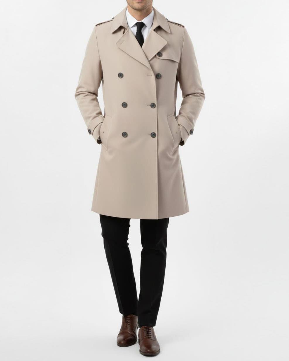 İtalyan stil slim fit mevsimlik erkek trençkot mont taş T11335