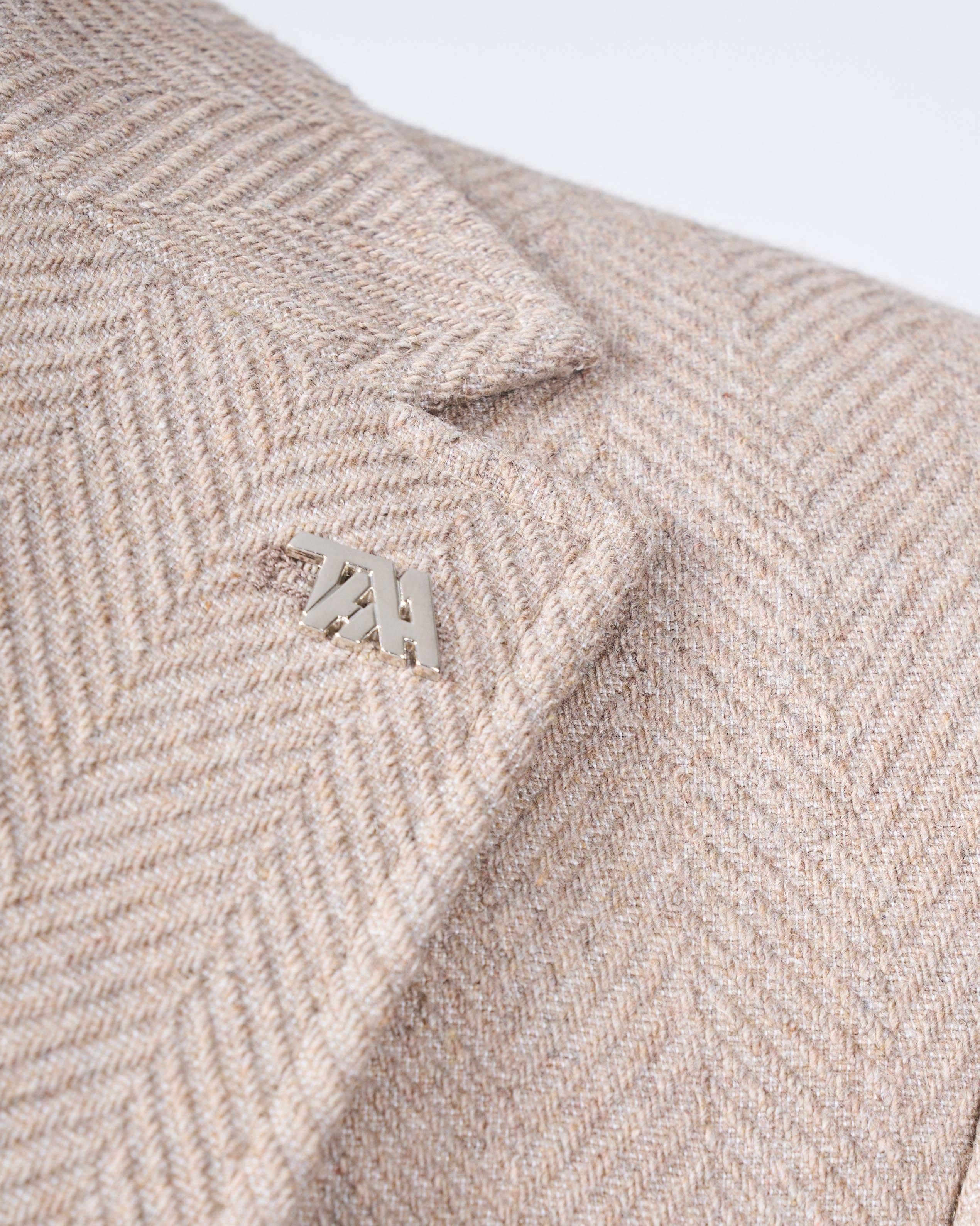 İtalyan stil slim fit mono yaka erkek tek ceket bej T13580